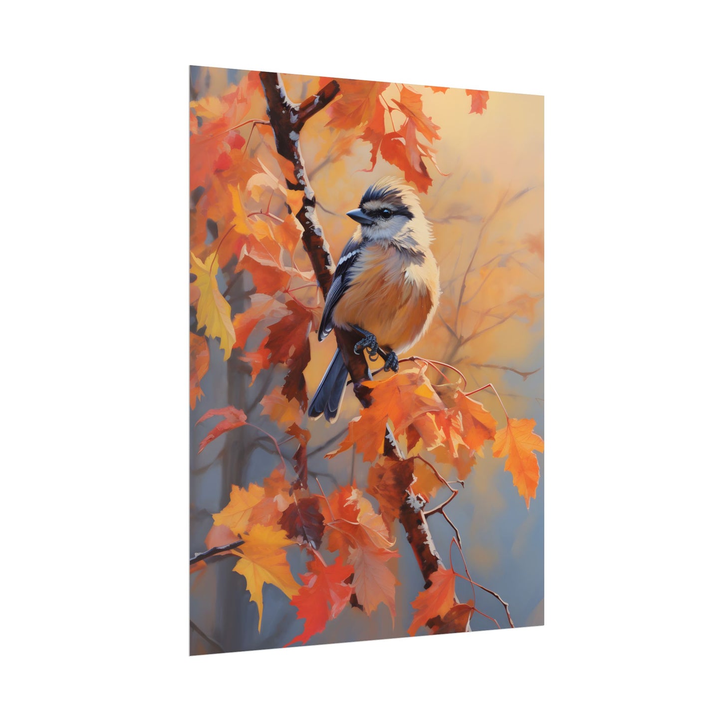 Vibrant Oak Branch: Oil Painting in Nature - Poster