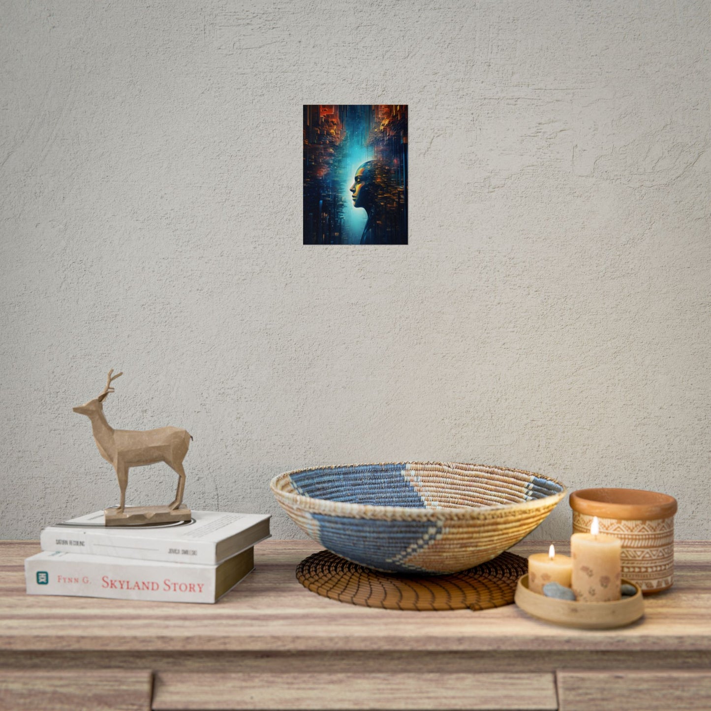 Cyber Dreams: Futuristic Digital Artwork with Neon Lights - Poster