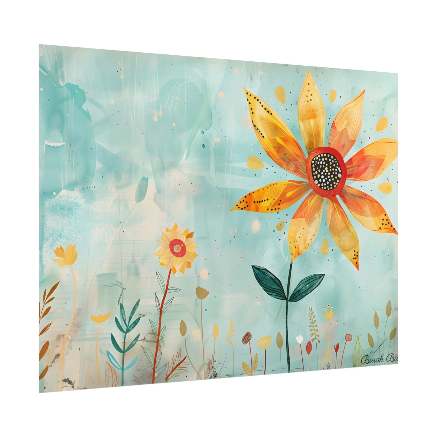 Blooming Growth: Whimsical Flower with Mindset Message Art - Poster