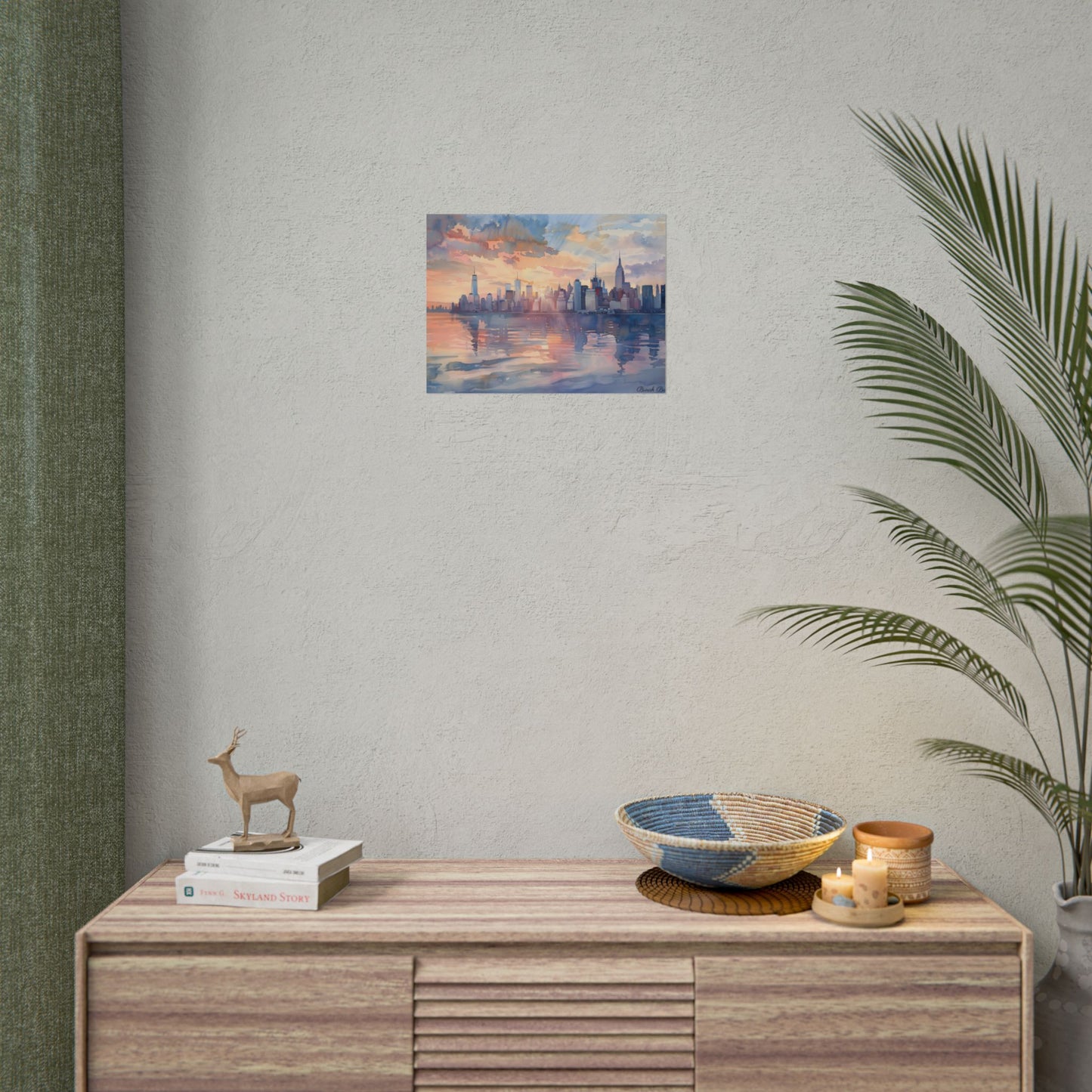 Watercolor New York City Sunset: Golden Hour Artwork - Poster