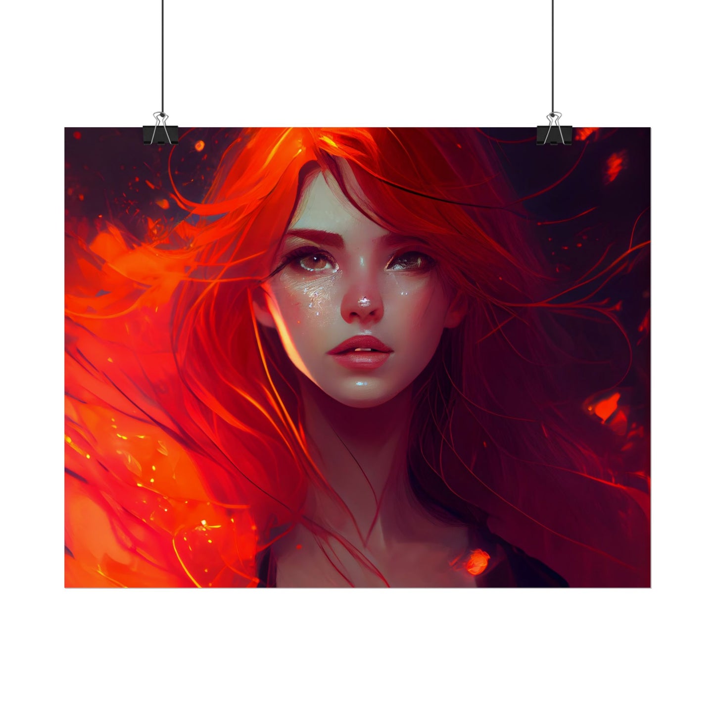 Glowing Female Portrait: Close-Up Artwork - Poster