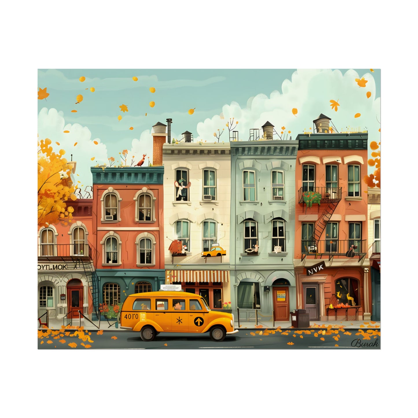 Whimsical Yellow Dream: A Captivating Illustration - Poster