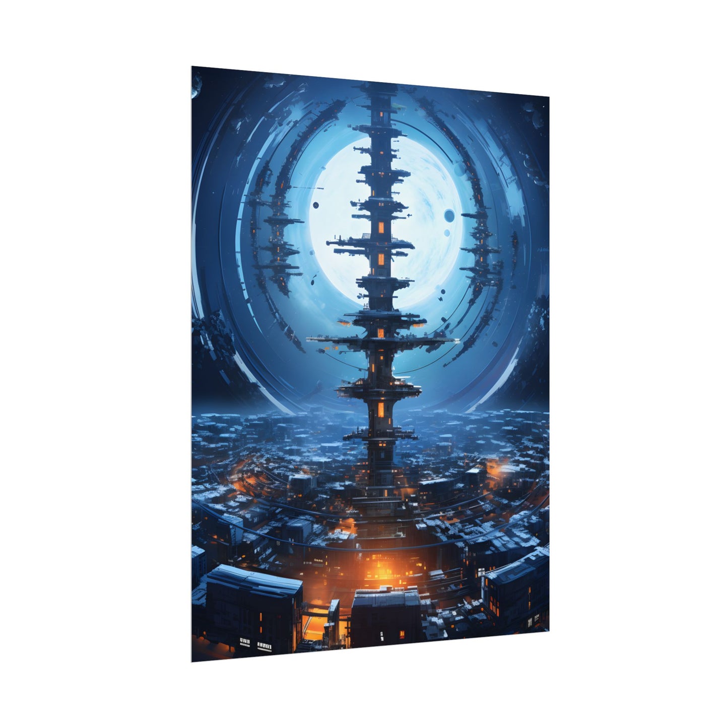 Aetherial Space Station: Low Earth Orbit Digital Art - Poster