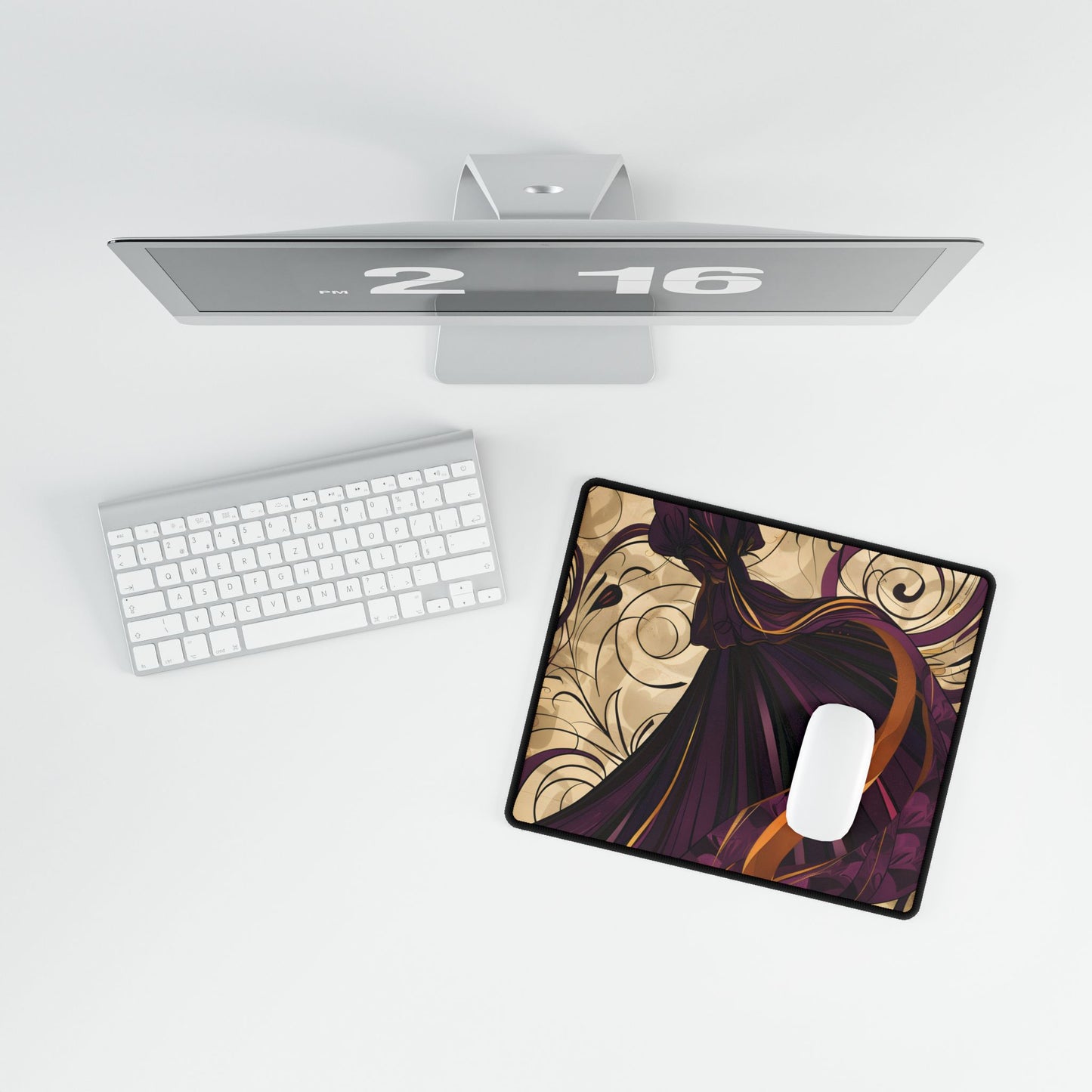 Art Nouveau Masterpiece: Elegant Geometric Design - Desk Mat