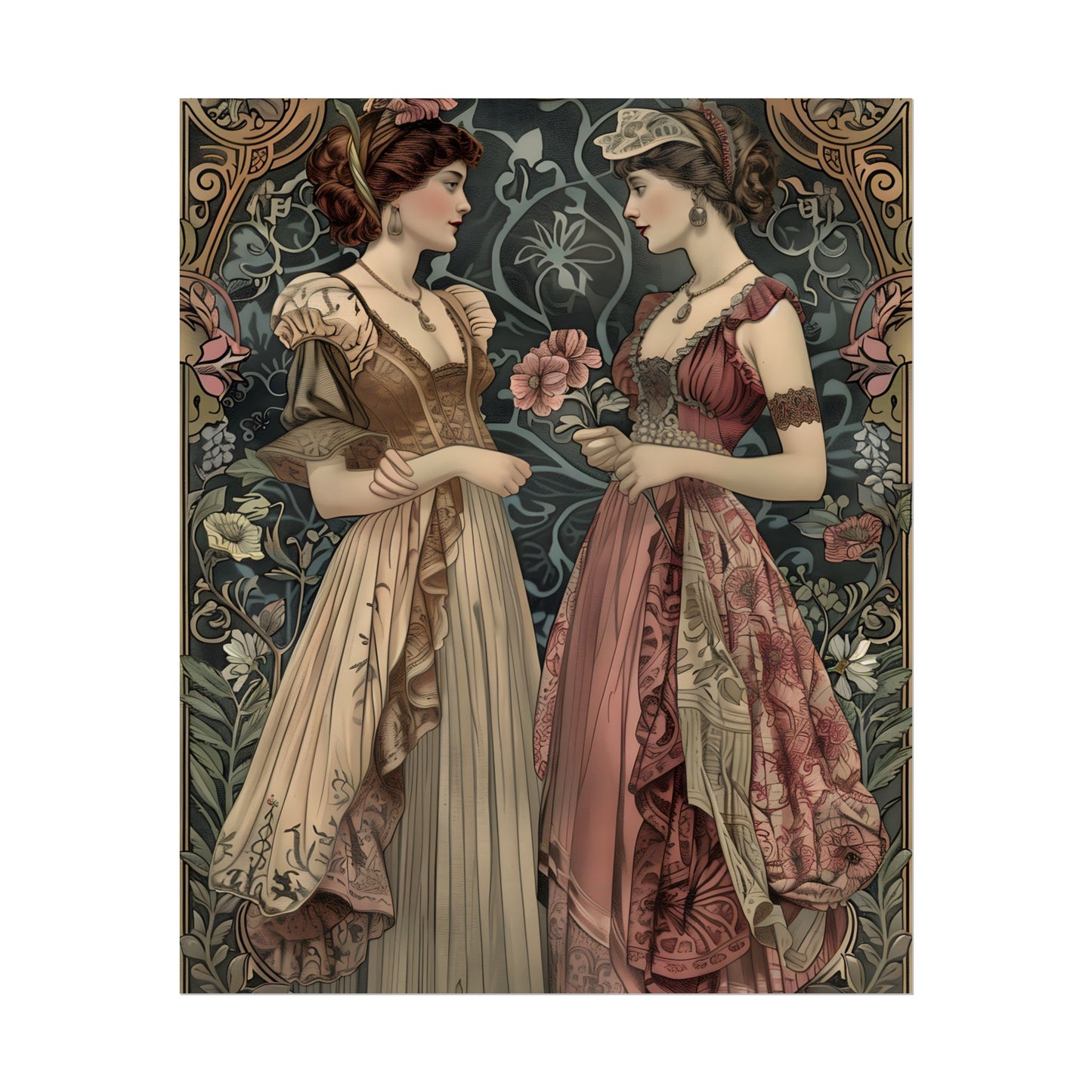 Women in Ornate Attire: Formal Primrose Ceremony - Poster