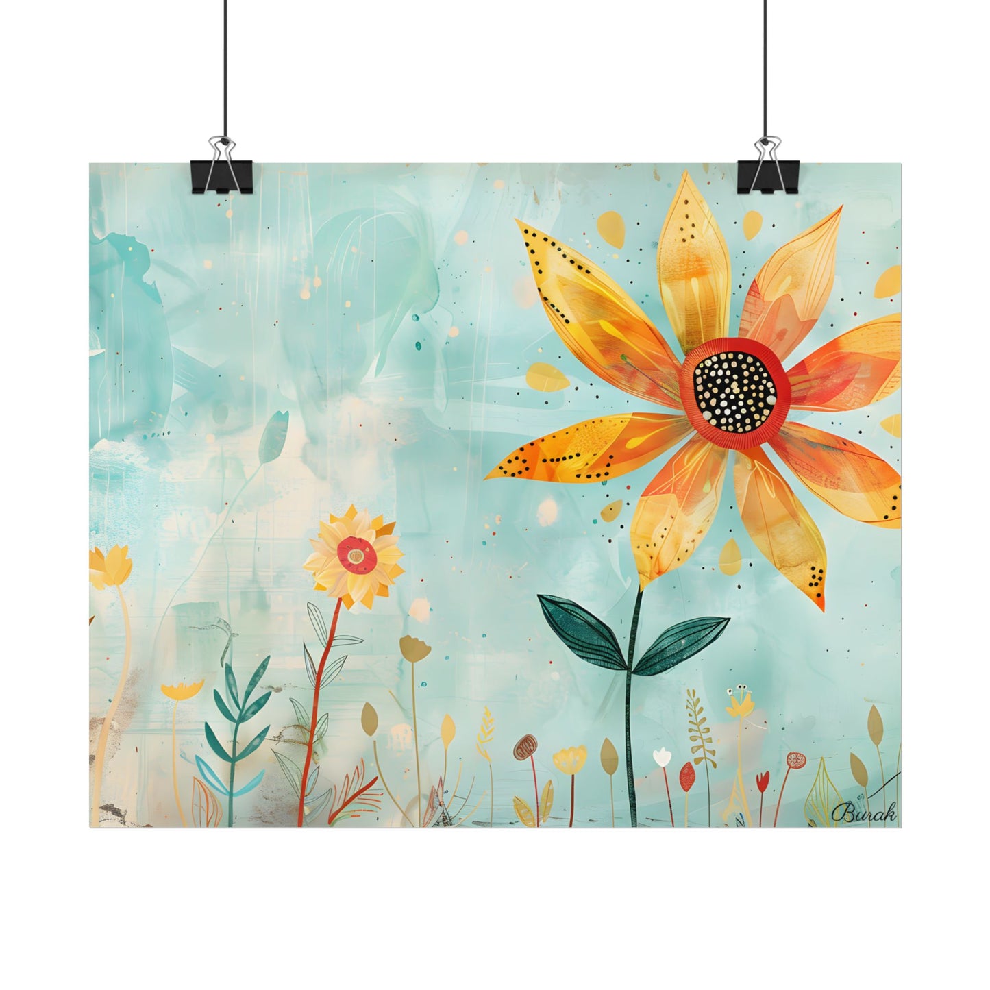 Blooming Growth: Whimsical Flower with Mindset Message Art - Poster