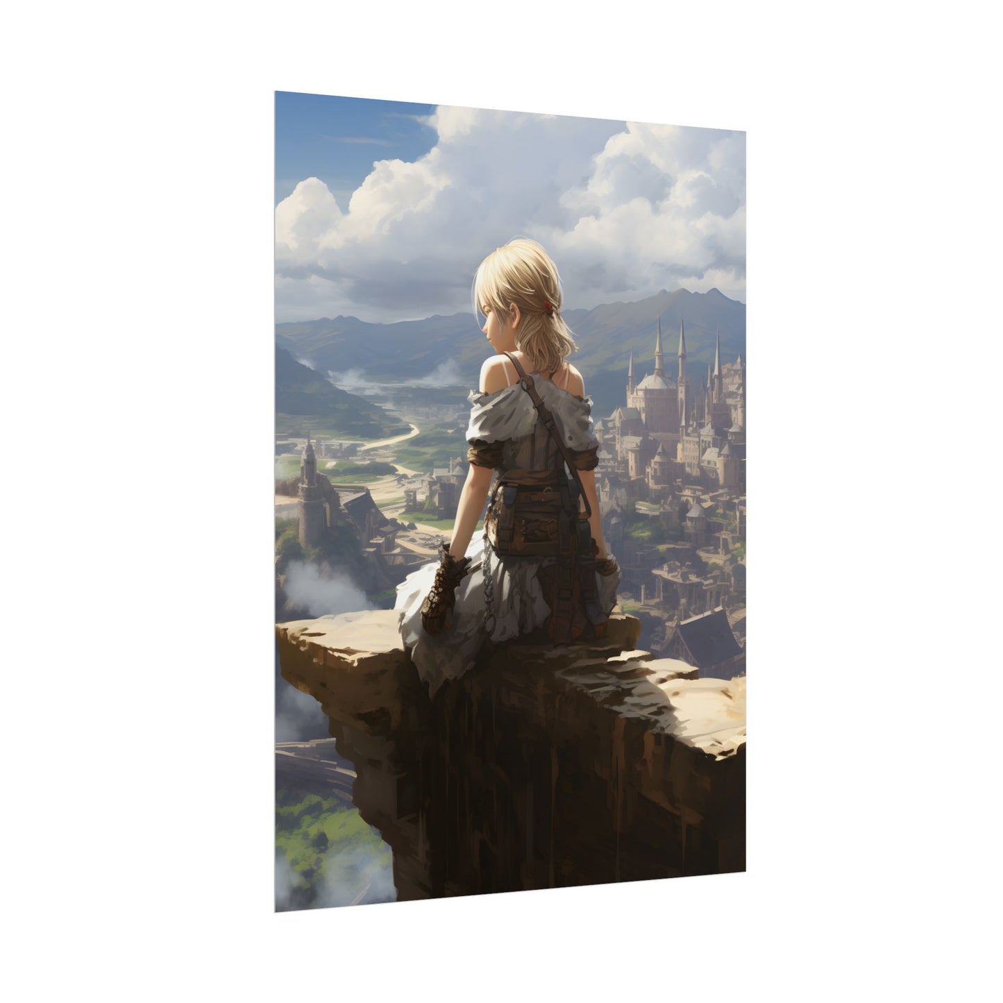 Anime Dreams: Flying Blonde Digital Artwork - Poster