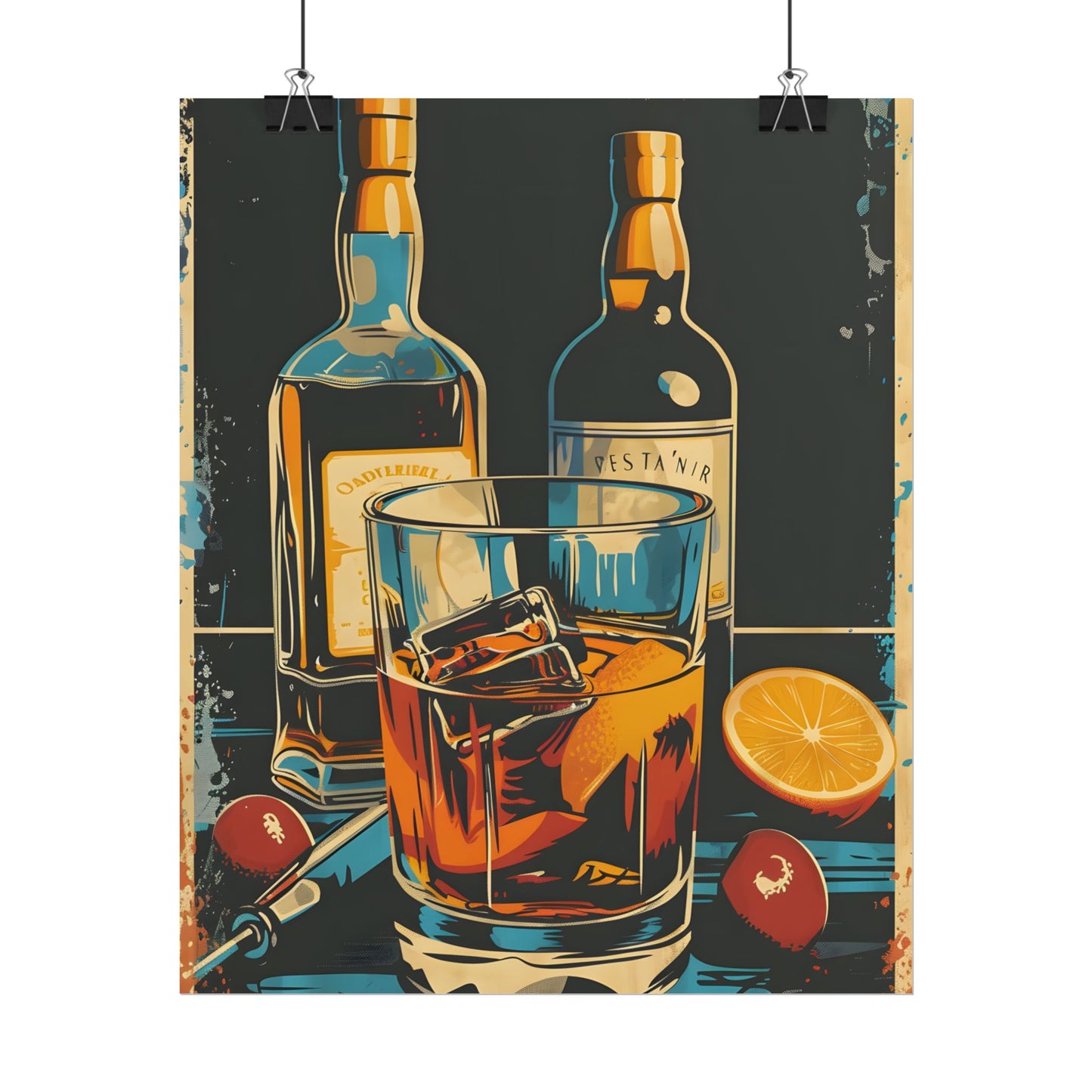 Vintage Cocktail Hour: Old-Fashioned Glass Artwork - Poster