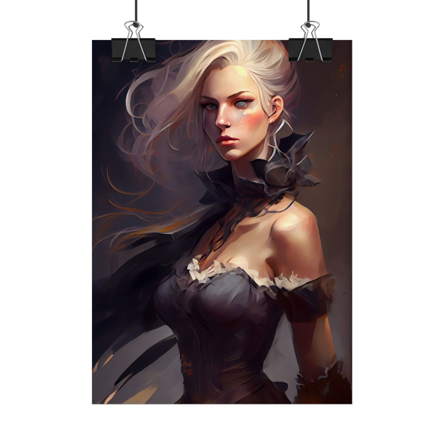 Elegant Blonde Beauty: Whirling Portrait Art - Poster