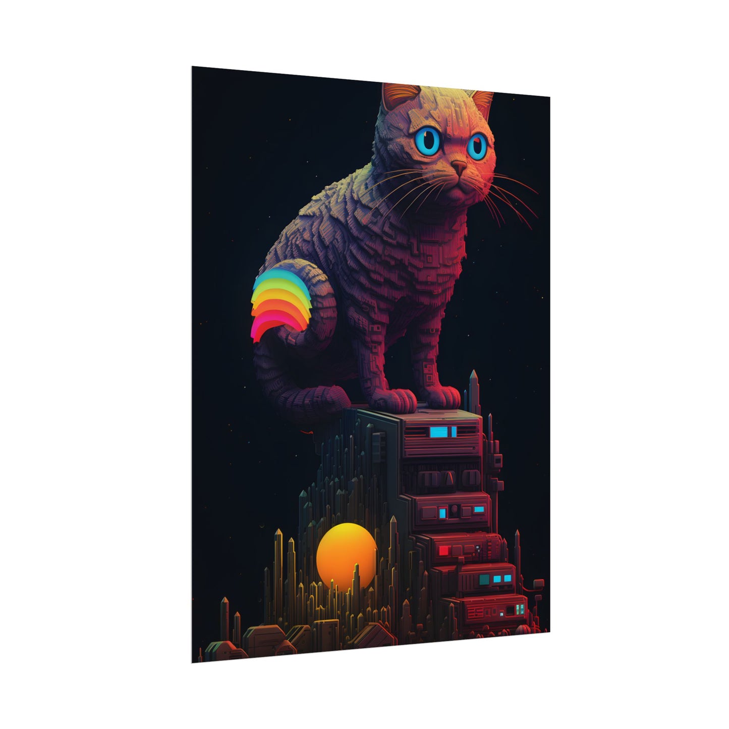 Pixelated Cyber Pets: Futuristic Digital Art - Poster