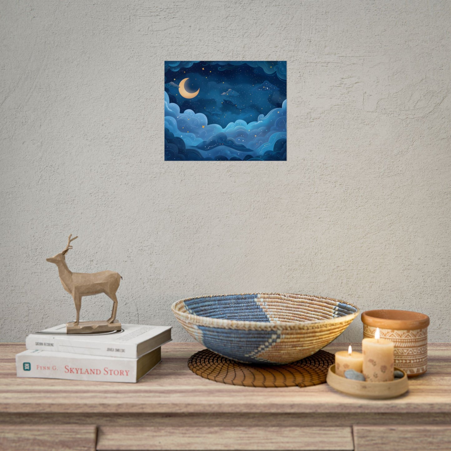 Whispers of a Whimsical Night Sky: Dreamy Celestial Artwork - Poster