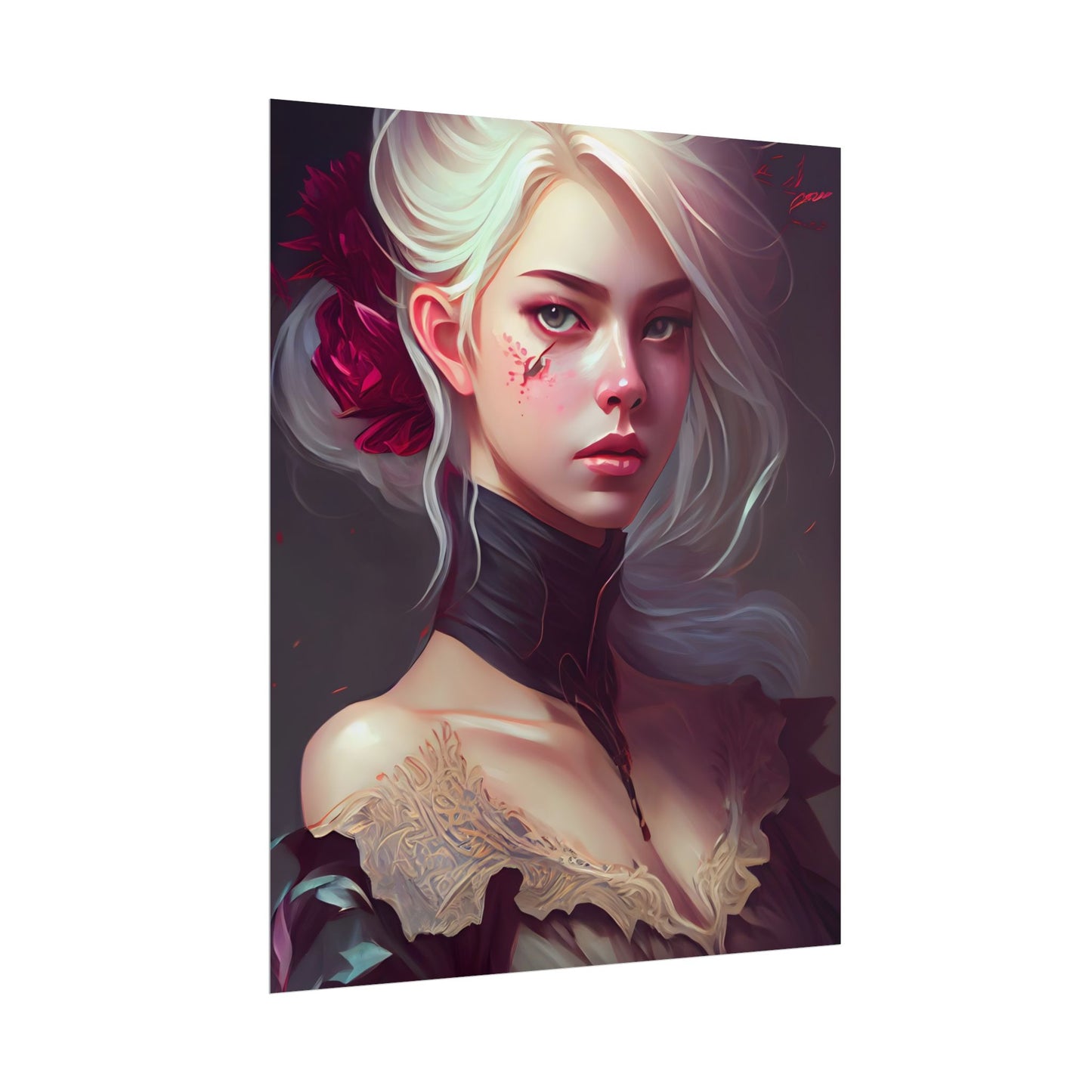 Blonde Beauty in Nature: Realistic Portrait Art - Poster