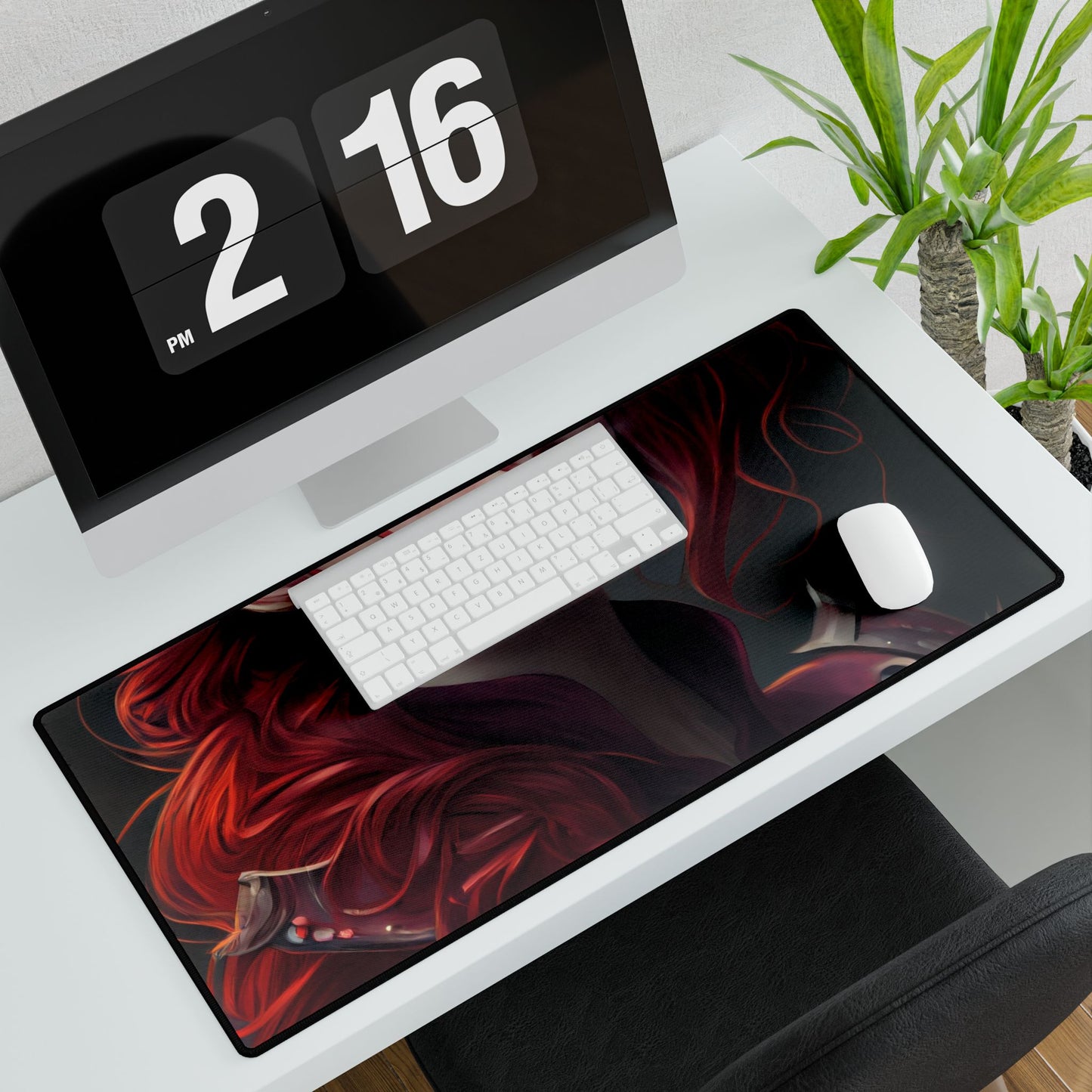 Realistic Red Hair Portrait: Soft Light Artwork - Desk Mat