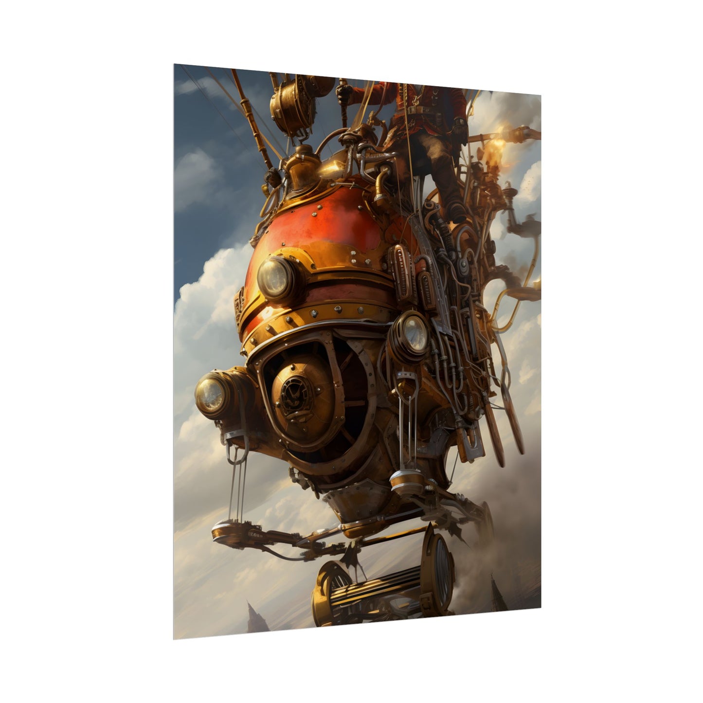 Steampunk Sky-Liner Race: Vintage Airships in Thrilling Mid-Air Pursuit - Poster