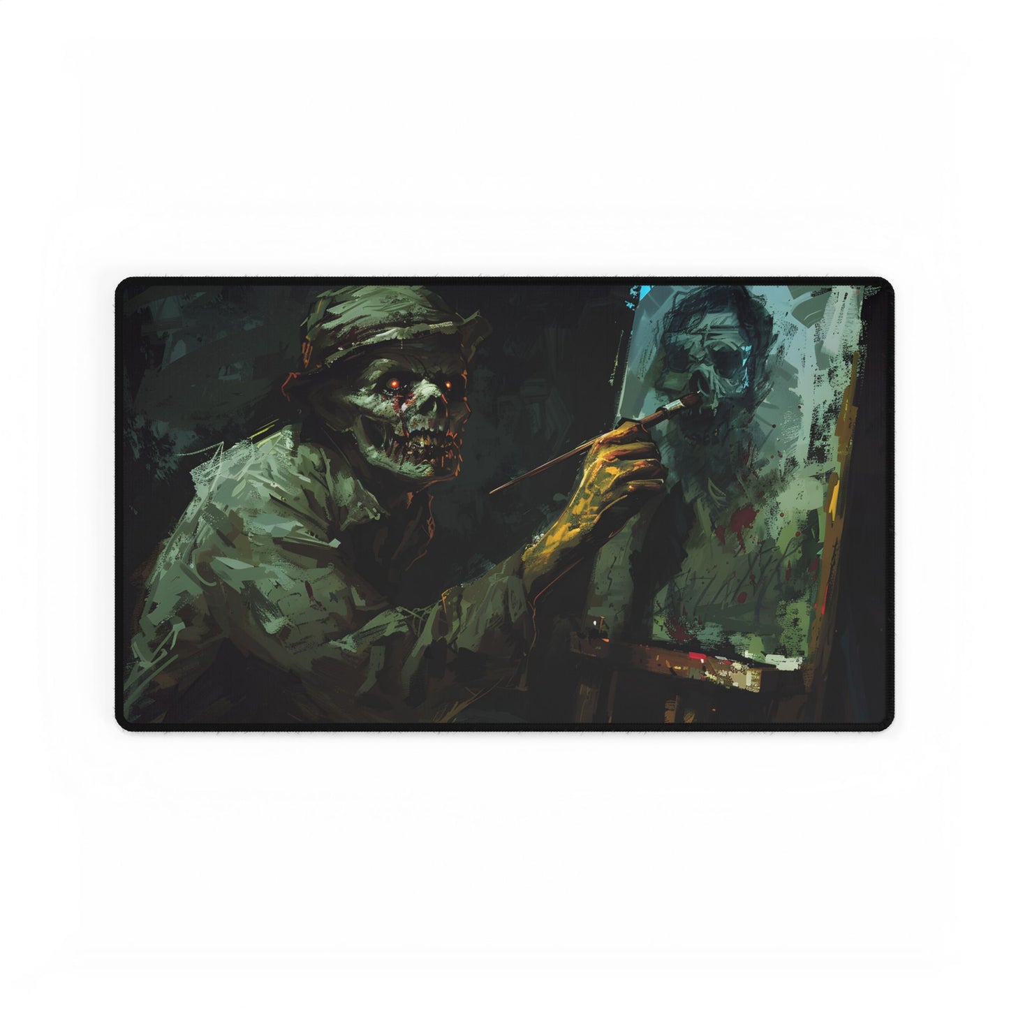 Zombie Painter in Action: Original Digital Art Piece - Desk Mat