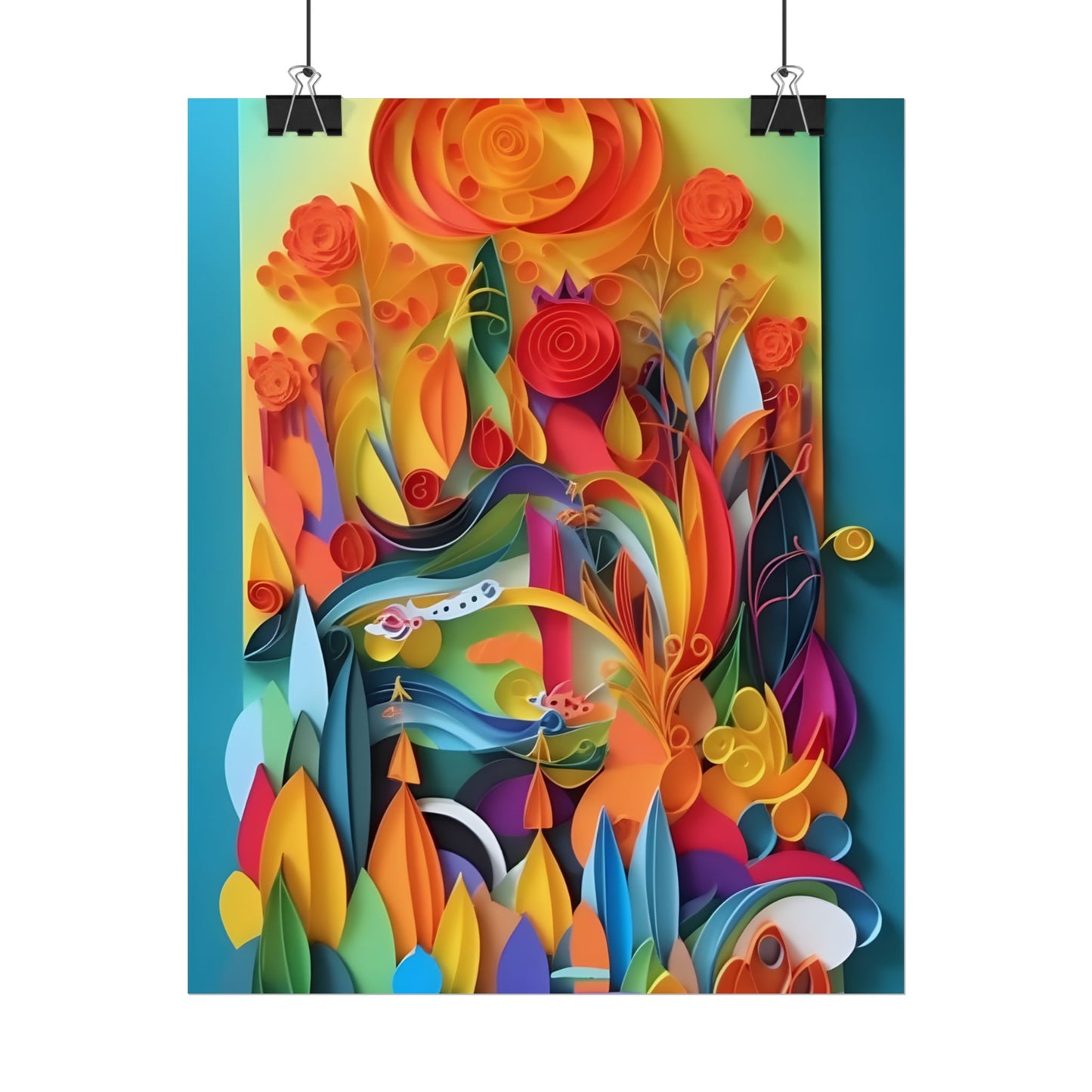 Colorful Quilled Indian Landscape Artwork - Poster