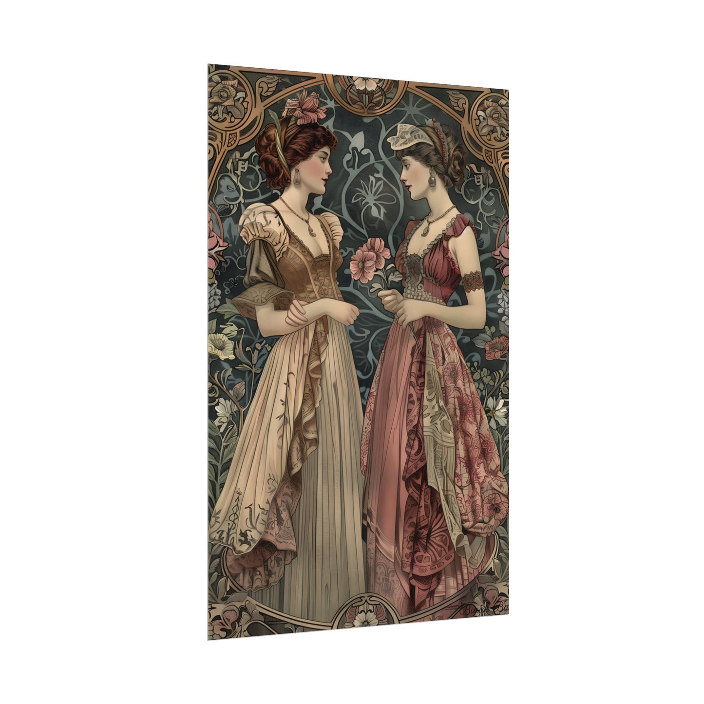 Women in Ornate Attire: Formal Primrose Ceremony - Poster