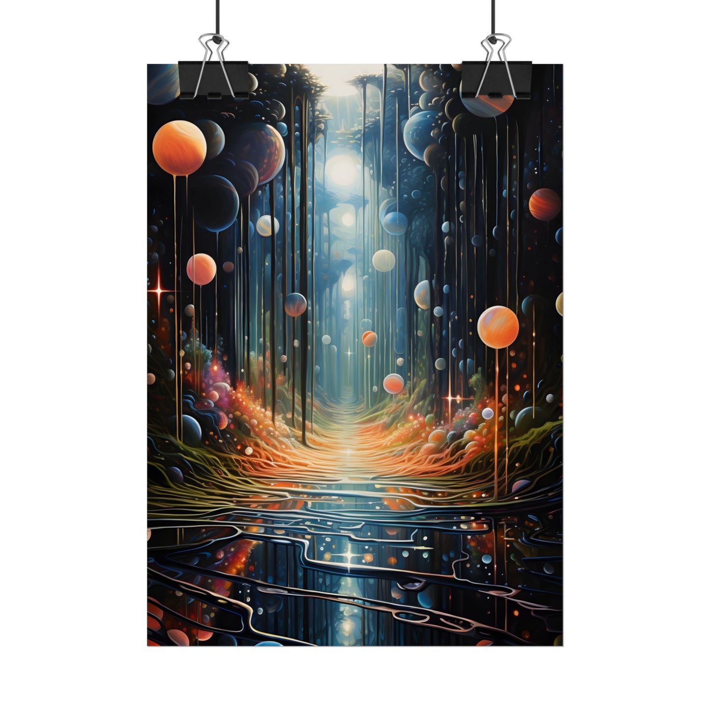 Vibrant Celestial Art Gallery: Otherworldly Landscape - Poster