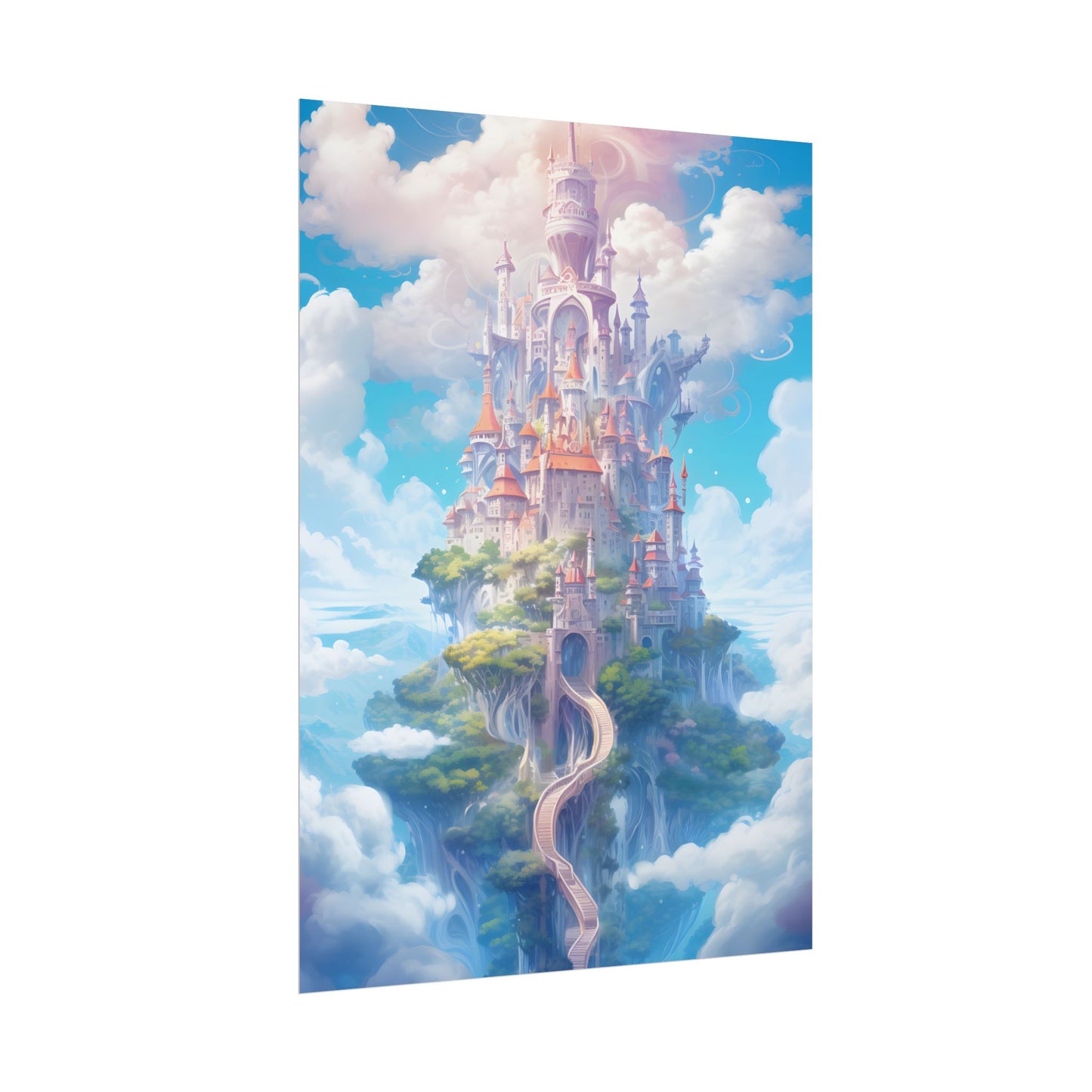 Celestial Fantasy Floating City: Dreamy Artwork - Poster