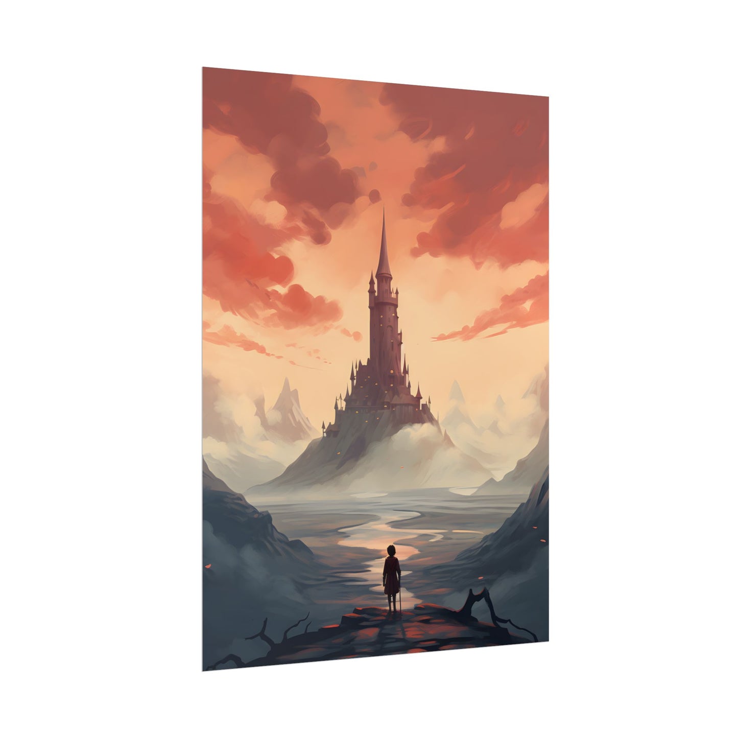 Winter Wonderland: Vibrant Snow-covered Scene with Cozy Red House - Poster