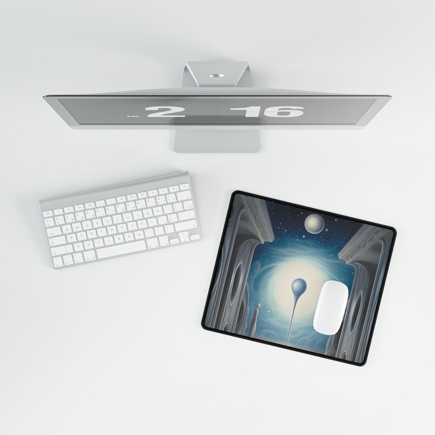 Celestial Wonders: A Cosmic Art Gallery Scene - Desk Mat