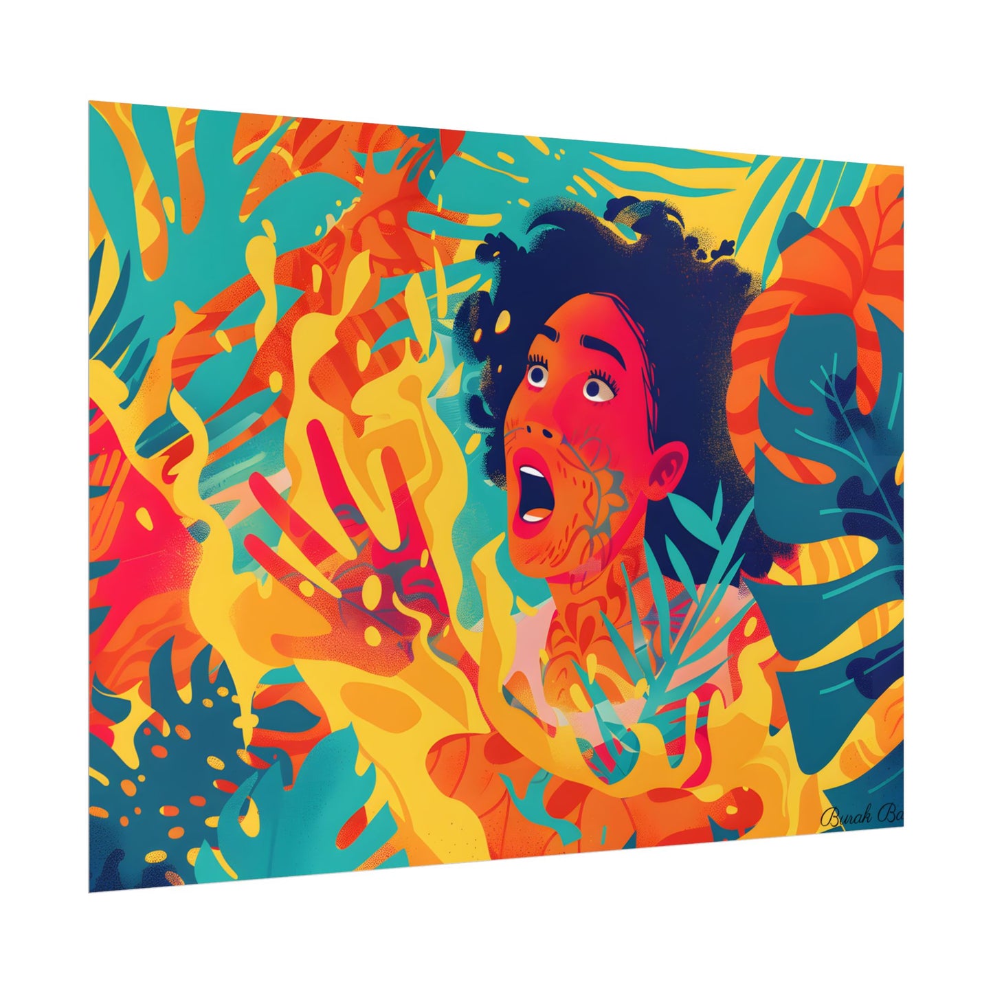 Whimsical Plant Illustration: Digital Cartoon Art - Poster