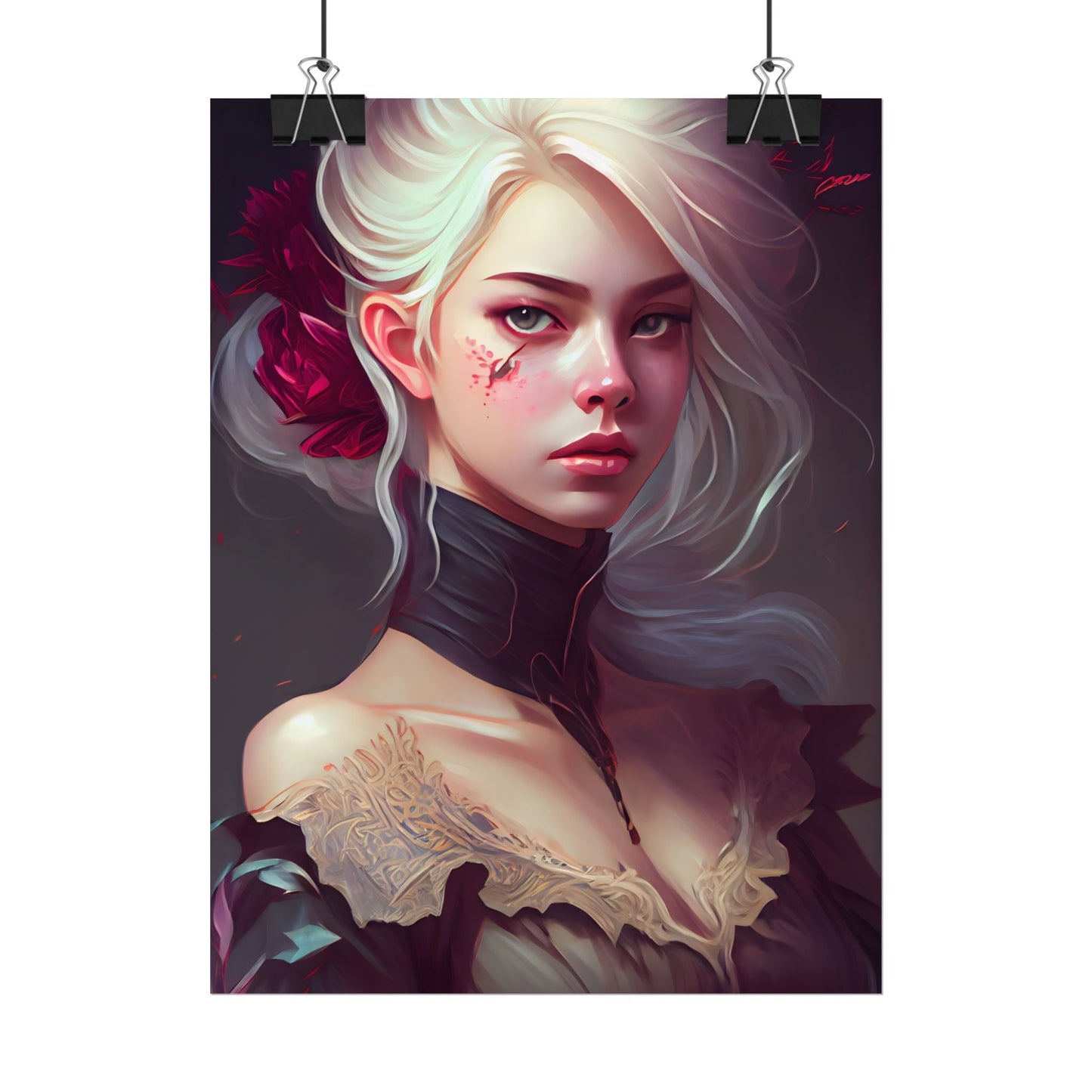 Blonde Beauty in Nature: Realistic Portrait Art - Poster
