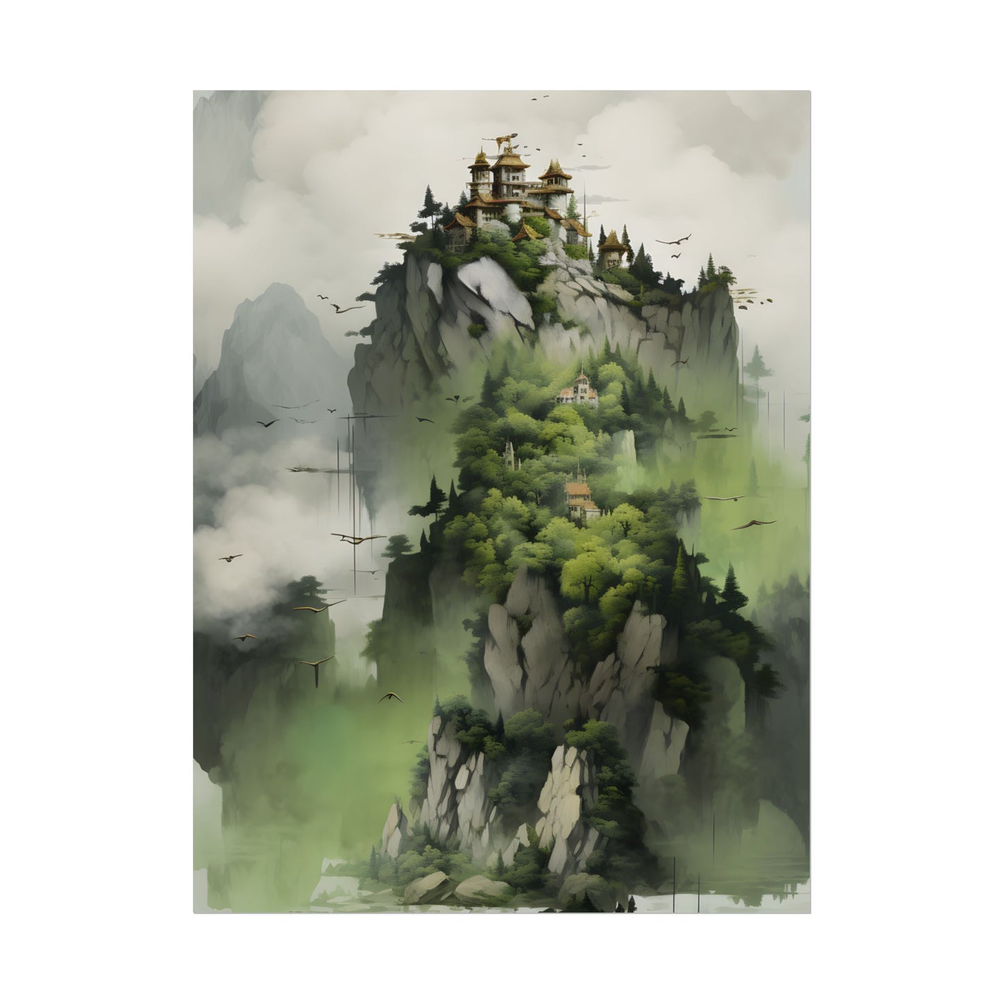 Landscape Masterpiece: Vibrant Ash Magenta & Moss Green Nature Scene - Poster