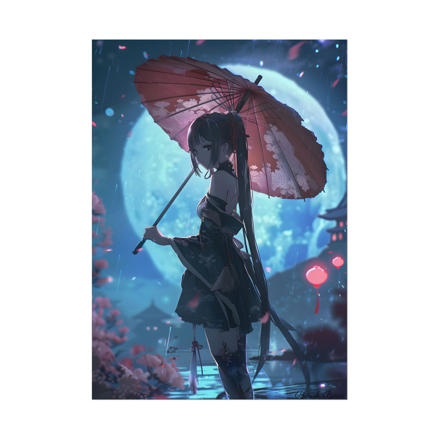 Anime Winter Girl: Gentle Snow Scene Art - Poster