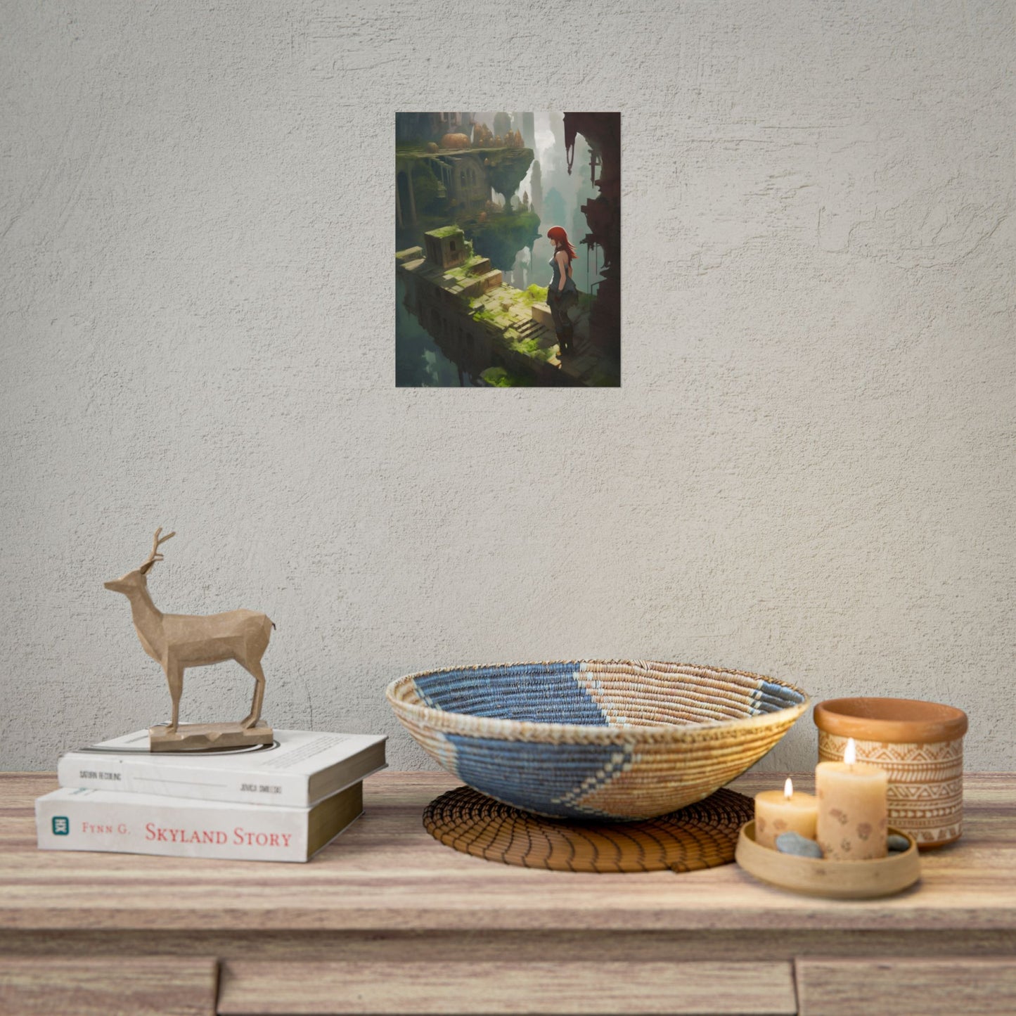 Anime Red Haired Female: Dramatic Eyes Art - Poster