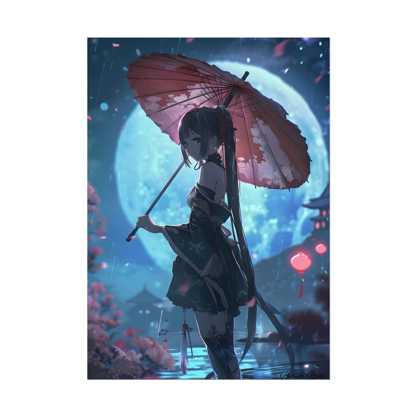 Anime Winter Girl: Gentle Snow Scene Art - Poster