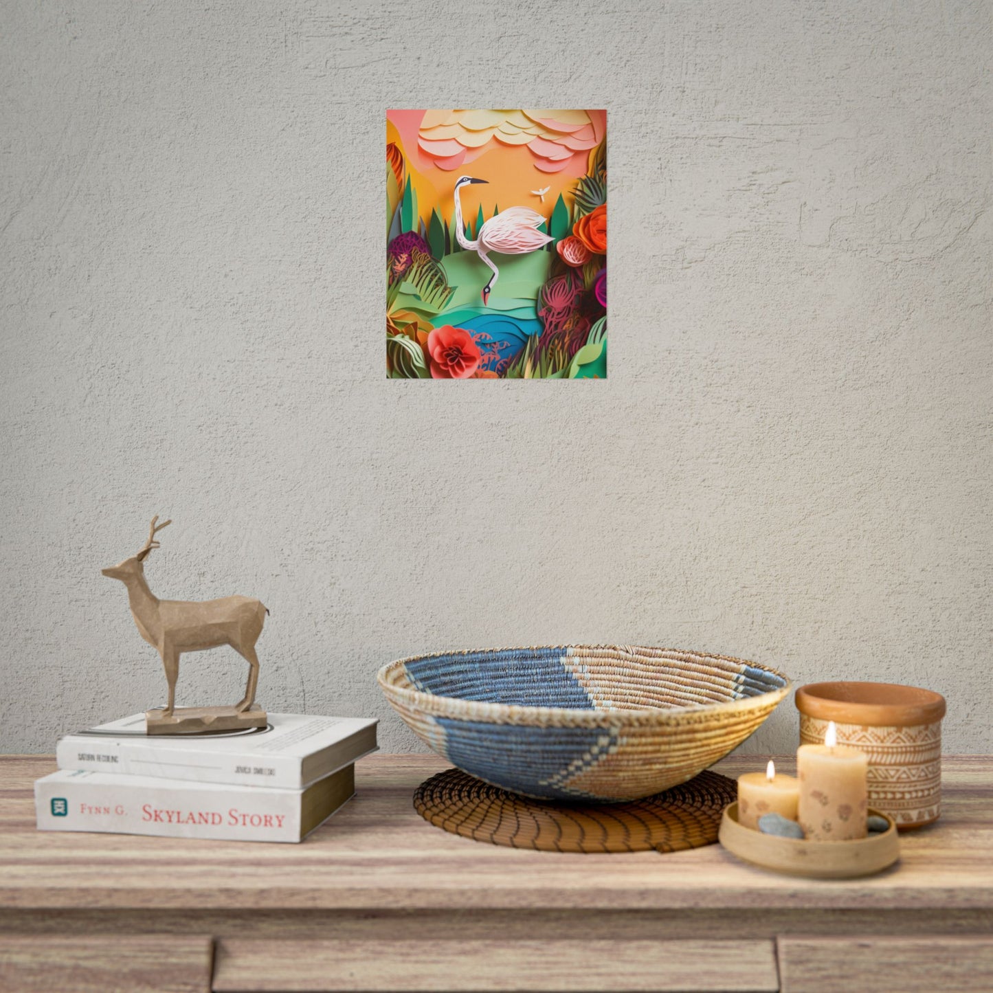 Peaceful Island Landscape: Paper Quilling Water Scene Art - Poster
