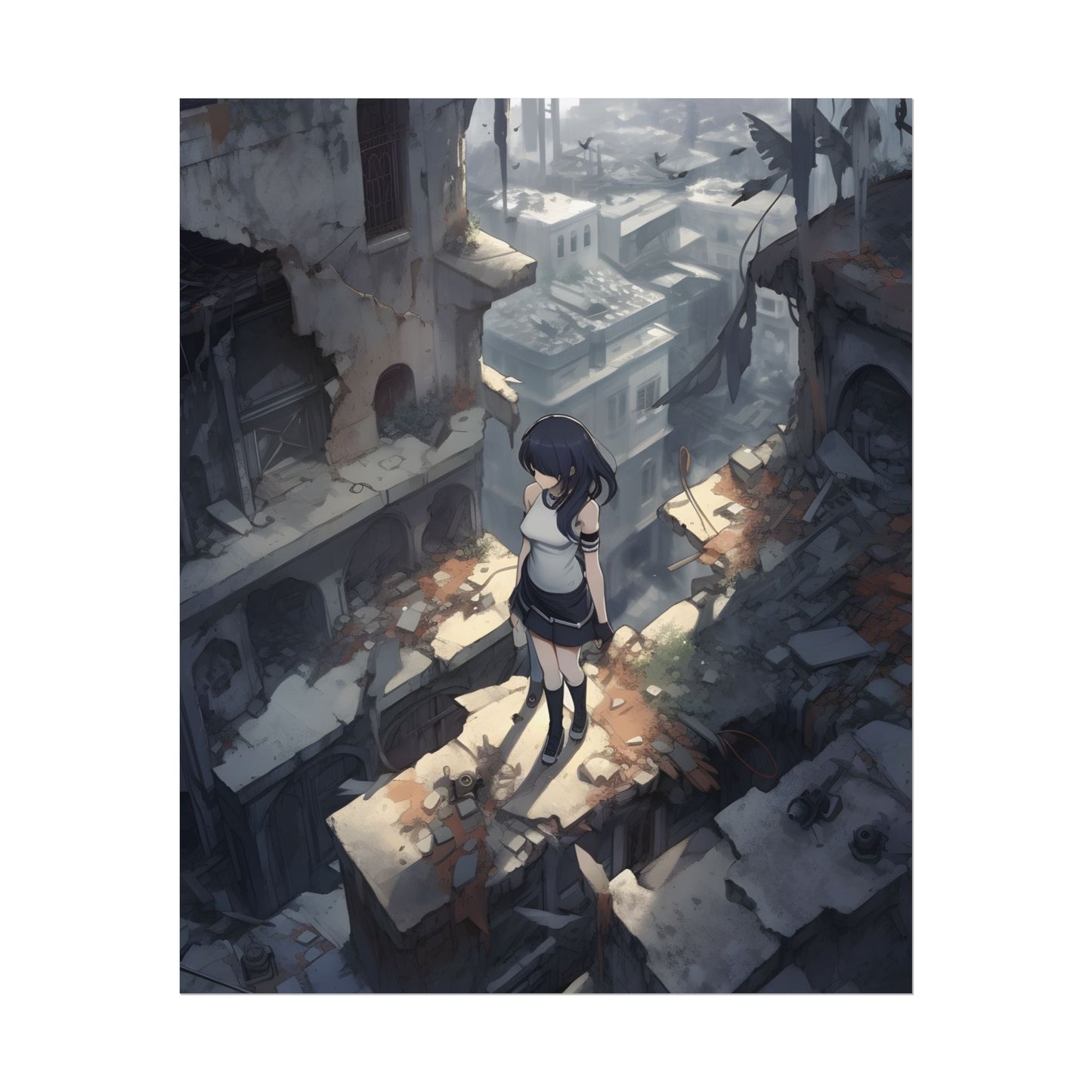 Anime Bird in Flight: Delicate Details in Mid-Air - Poster