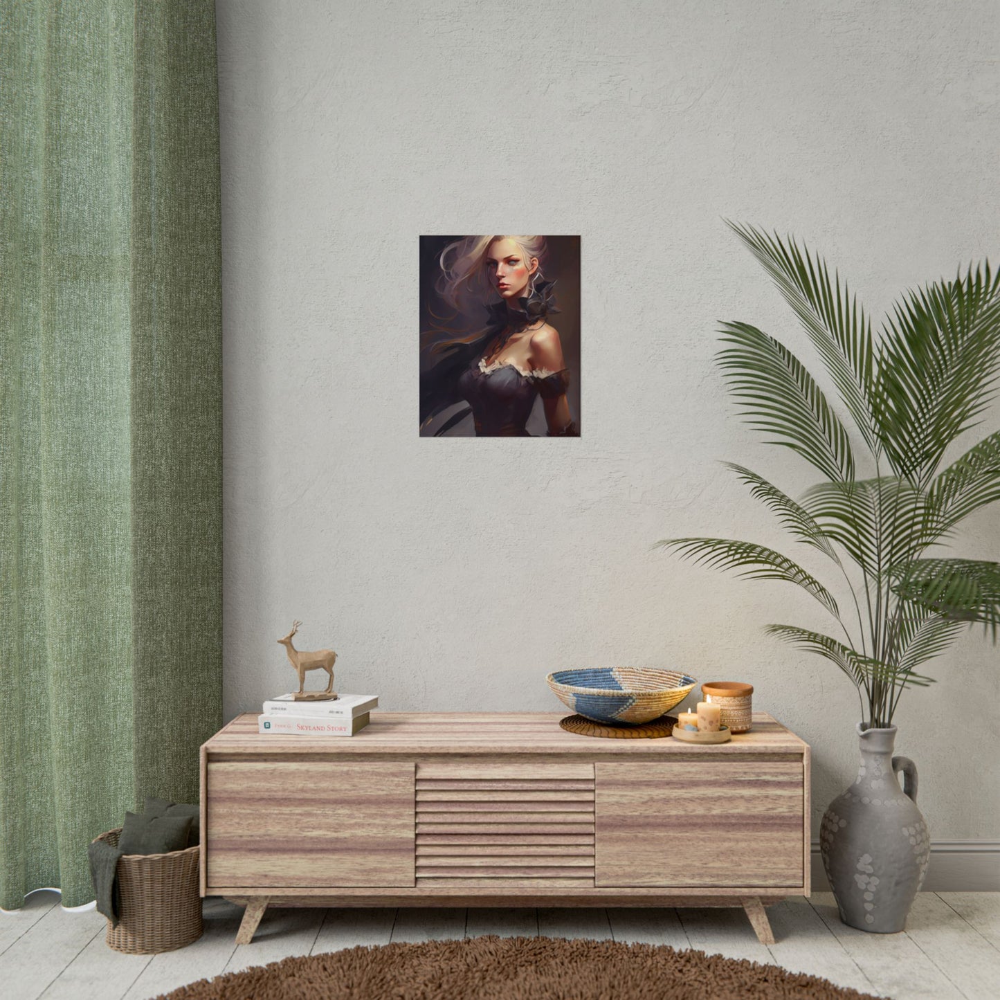 Elegant Blonde Beauty: Whirling Portrait Art - Poster