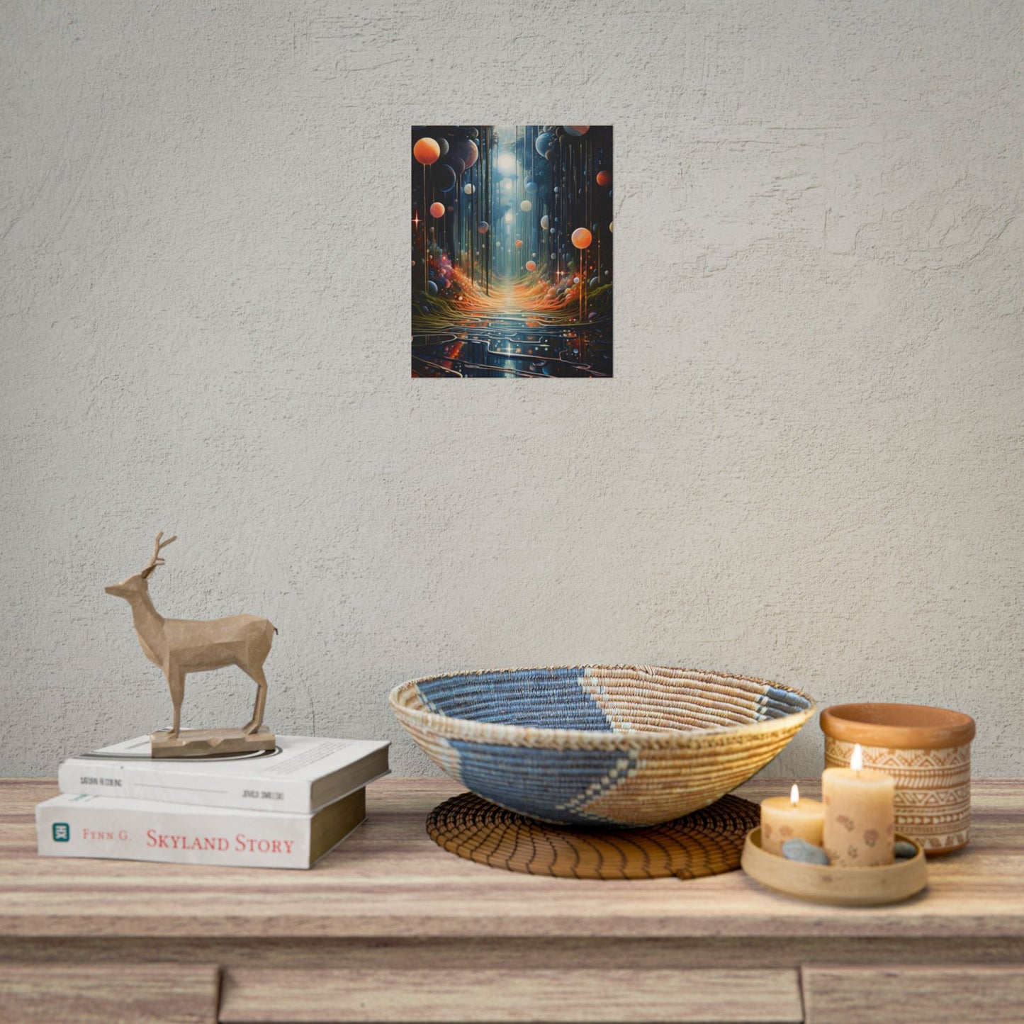 Vibrant Celestial Art Gallery: Otherworldly Landscape - Poster
