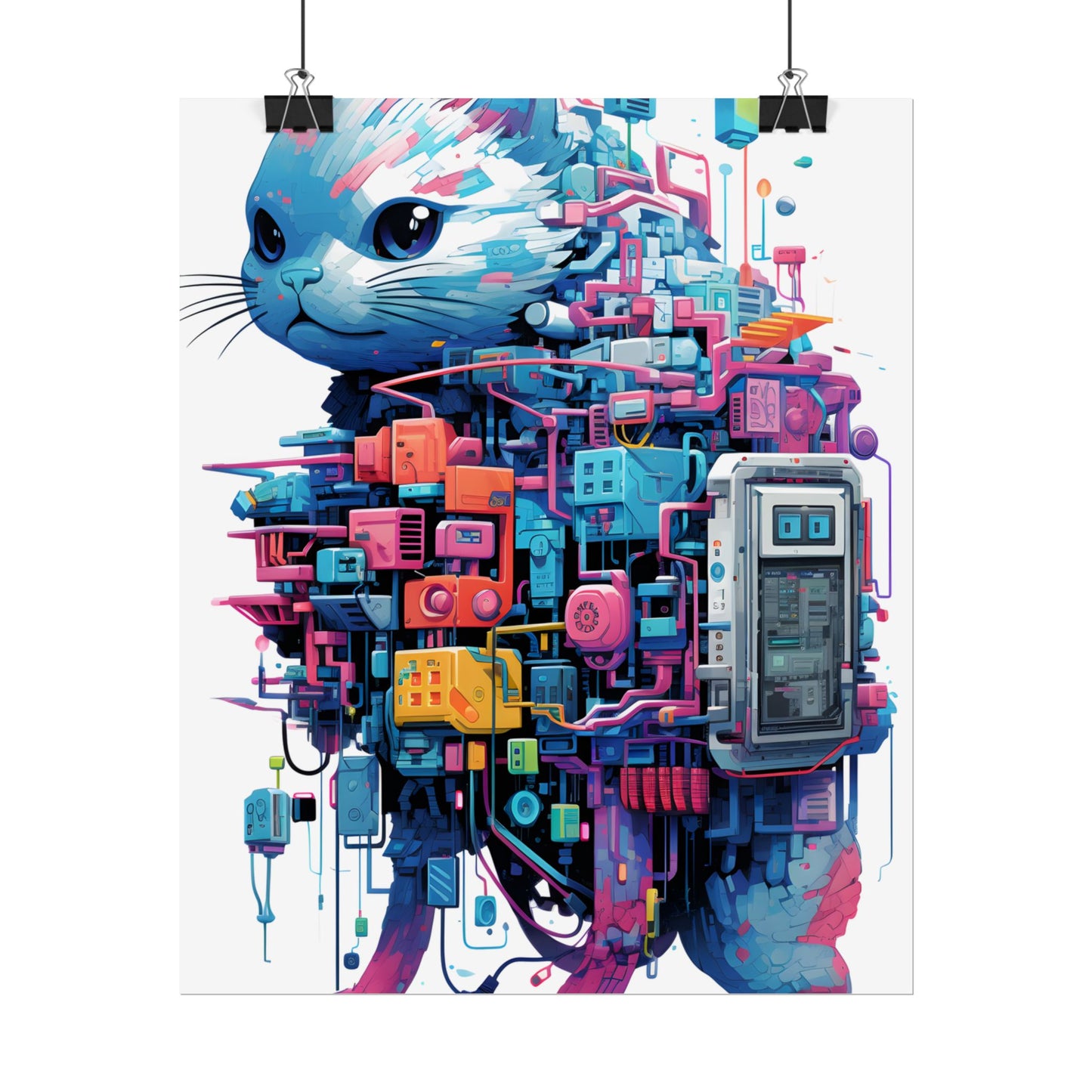 Whimsical Pixelated Cyber Pet: Retro-Style Digital Art - Poster