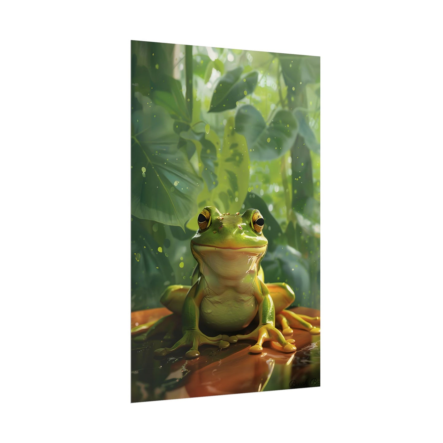 Whimsical Frog Oasis: A Peaceful Lily Pad Scene - Poster