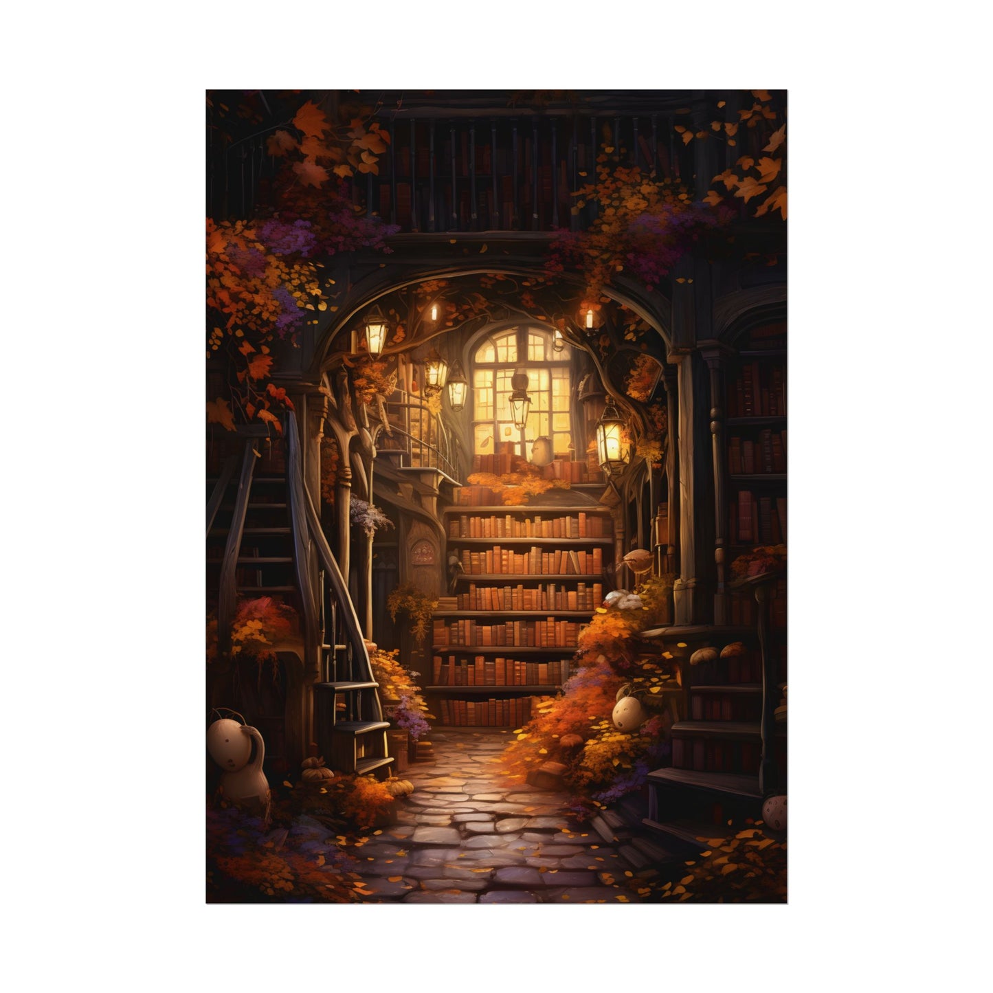 Whimsical Magical Bookshop: Enchanting Artwork in a Hidden Corner - Poster