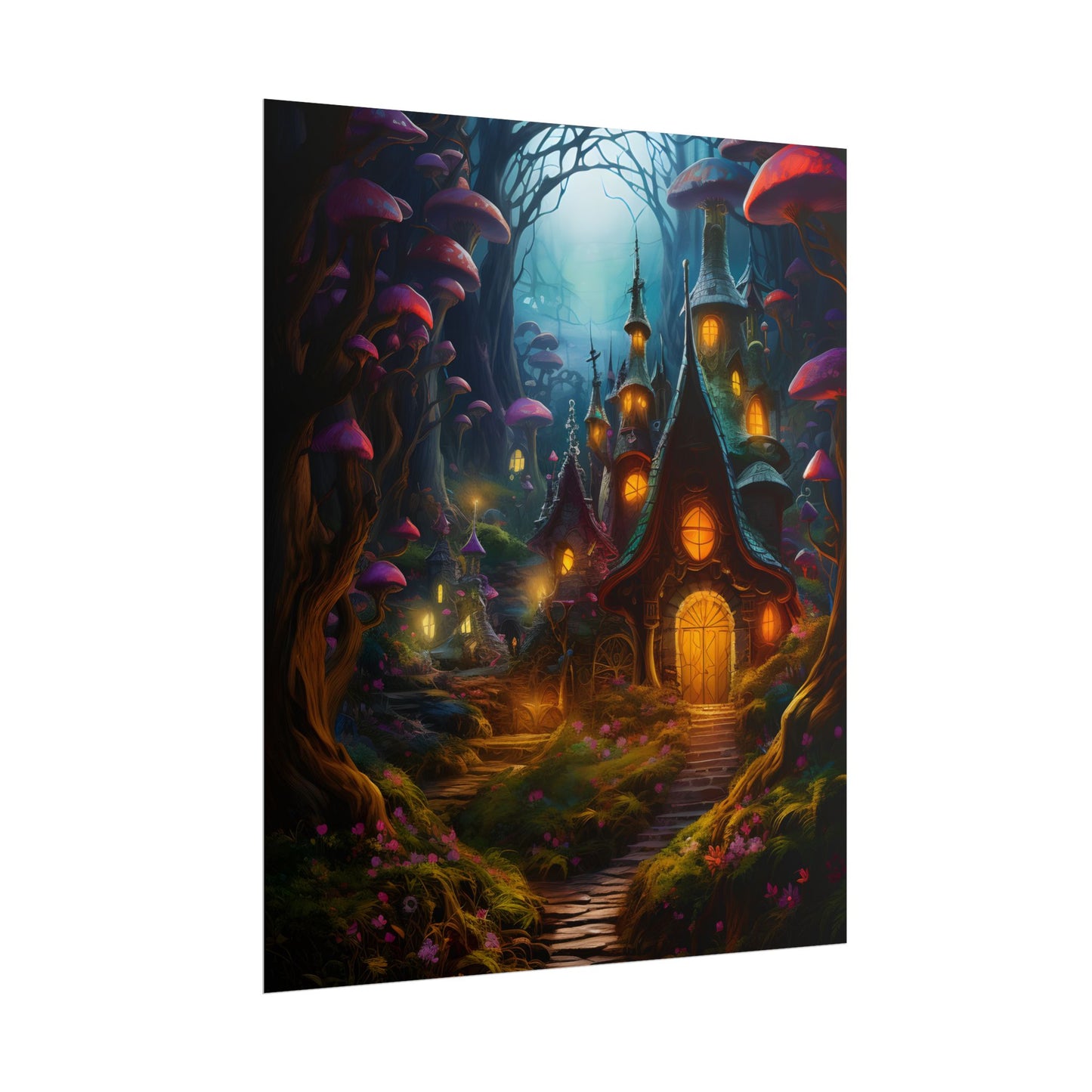 Enchanted Forest Boy: Whimsical Fairy Tale Scene - Poster