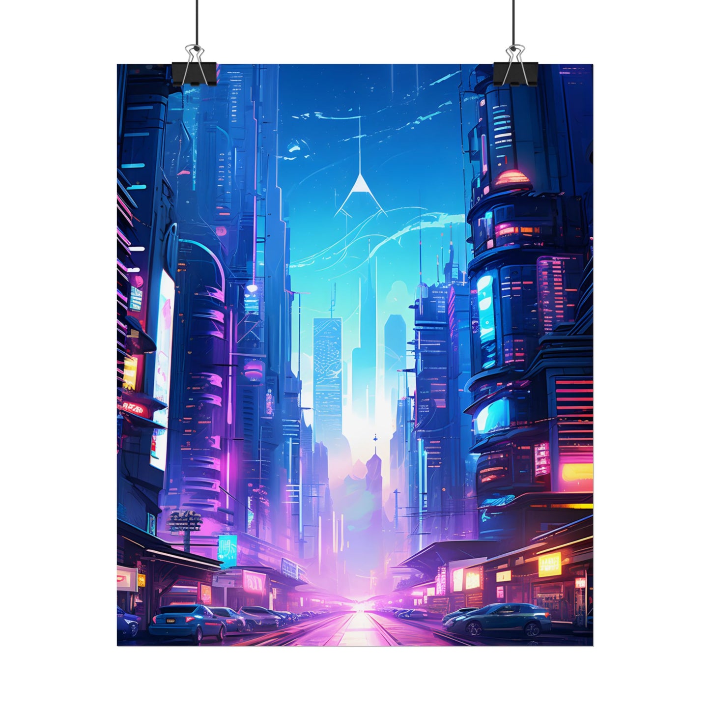 Futuristic Cityscape: Cyberpunk Dystopia Digital Artwork - Poster