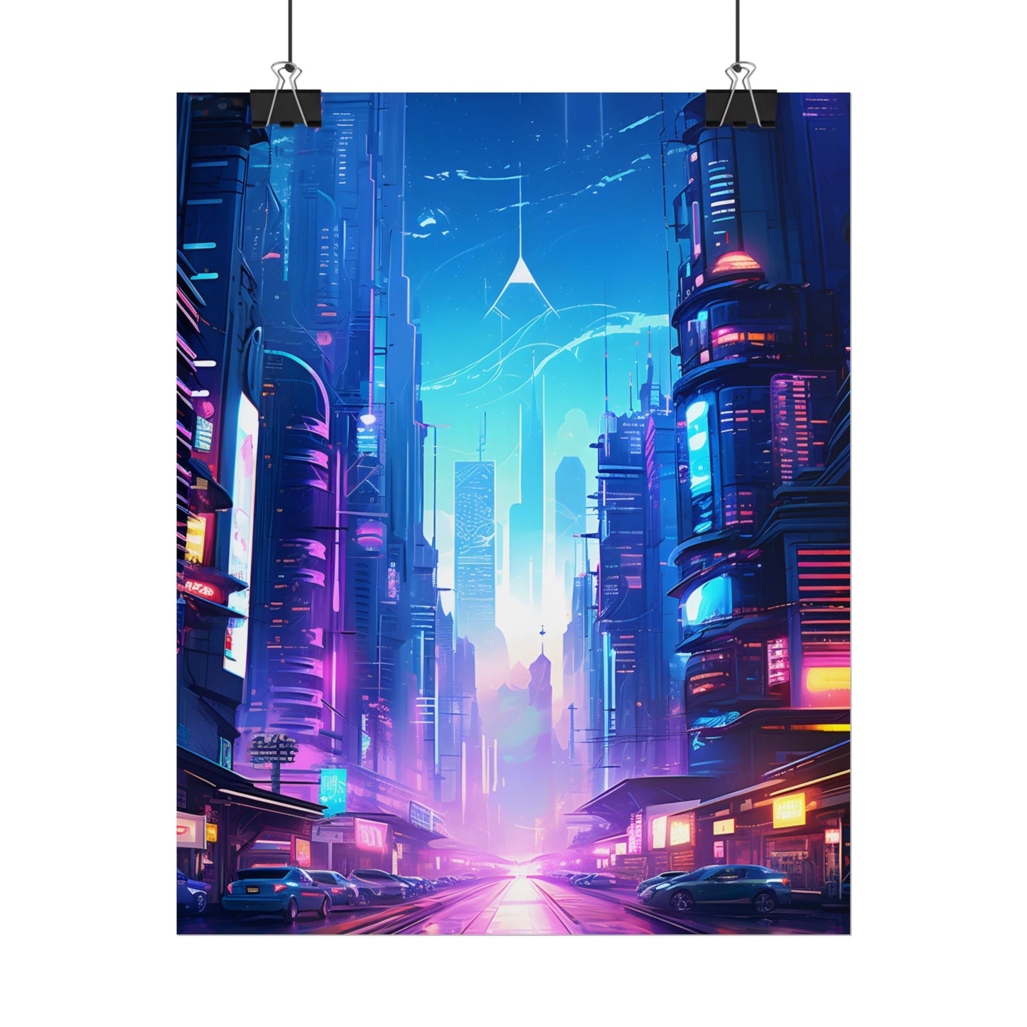 Futuristic Cityscape: Cyberpunk Dystopia Digital Artwork - Poster