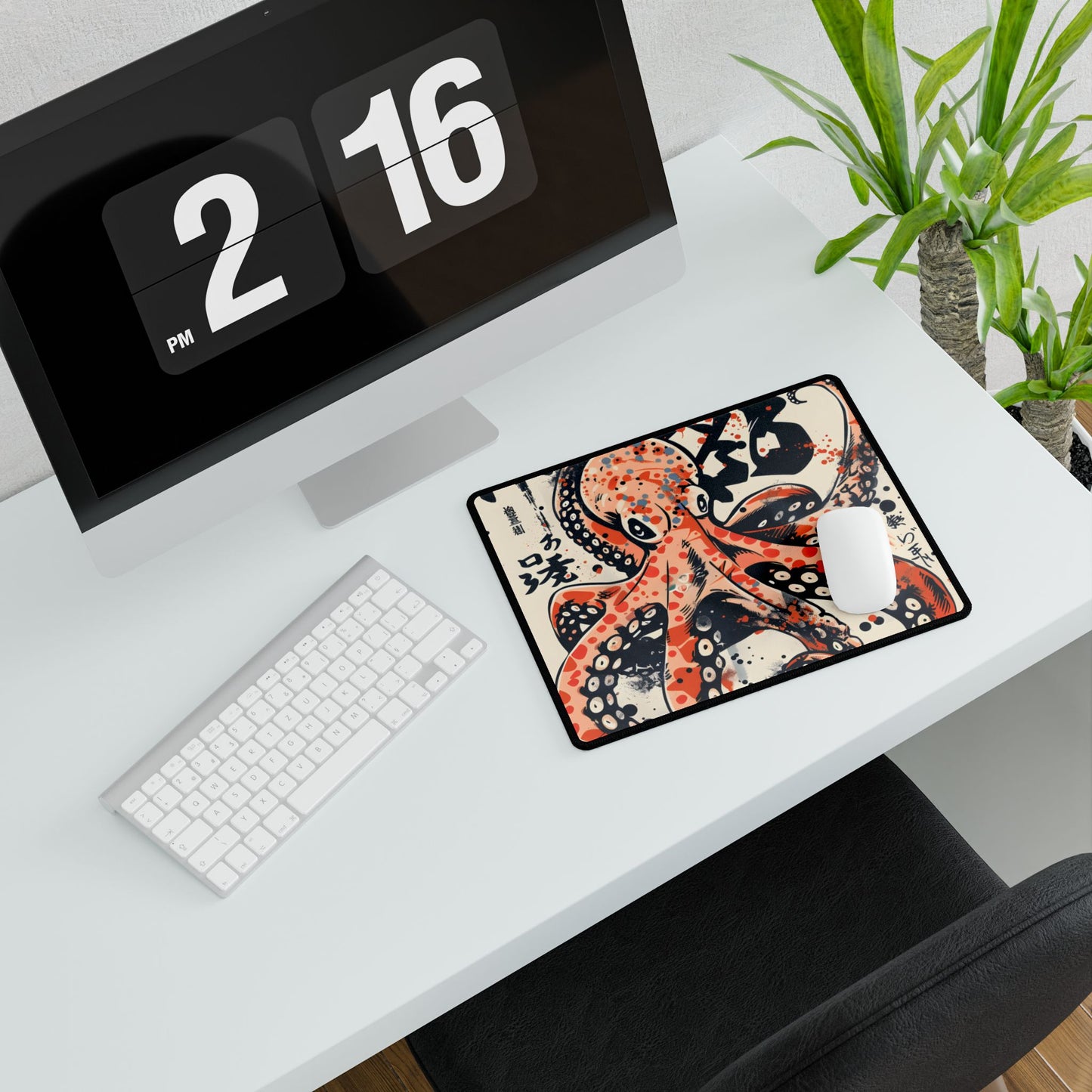 Traditional Octopus: Ukiyo-E Style Japanese Art Illustration - Desk Mat