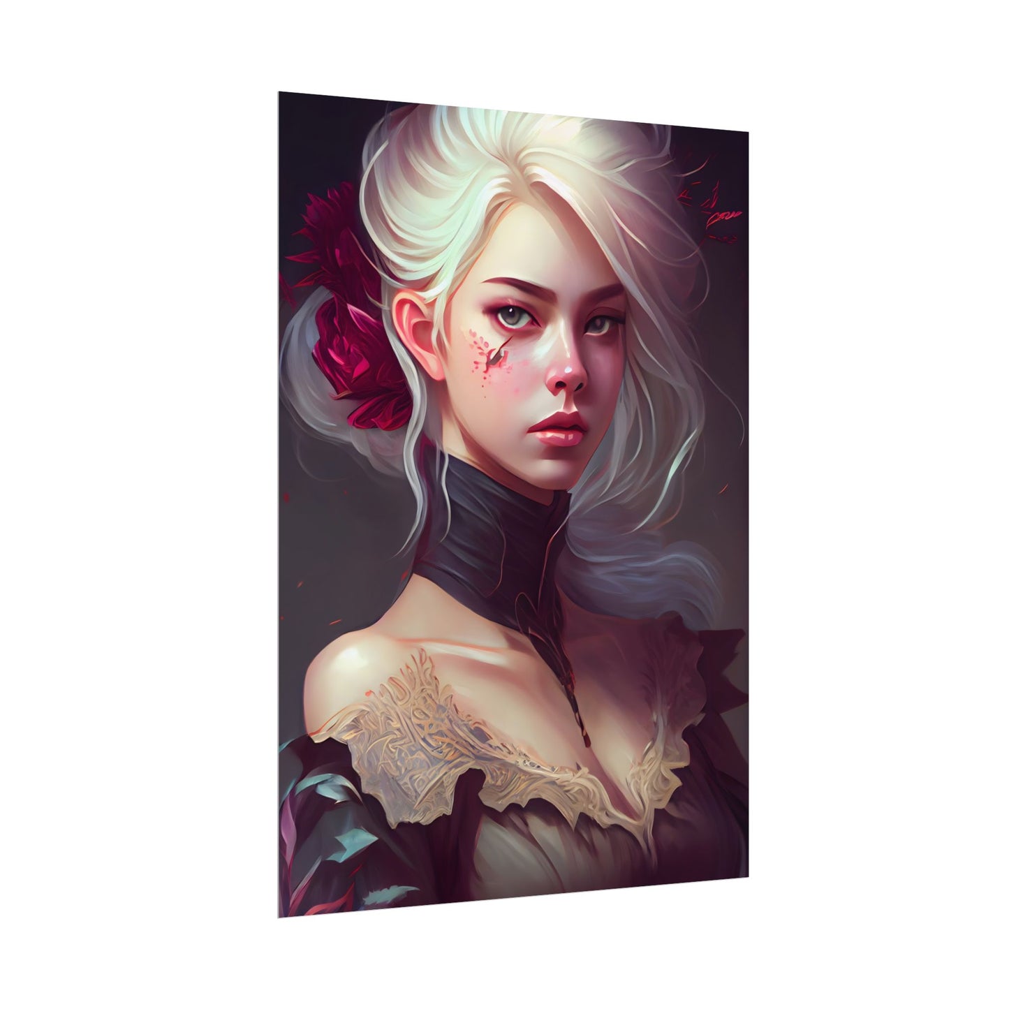 Blonde Beauty in Nature: Realistic Portrait Art - Poster