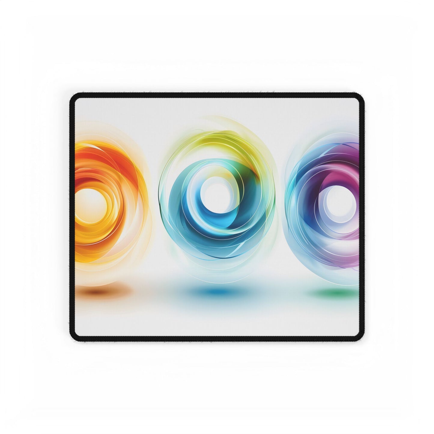 Vibrant Circles: A Dynamic Artwork of Swirling Colors - Desk Mat