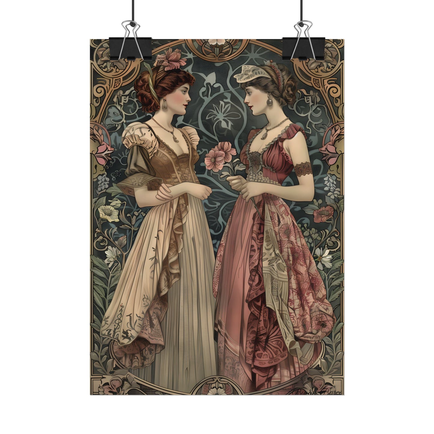 Women in Ornate Attire: Formal Primrose Ceremony - Poster