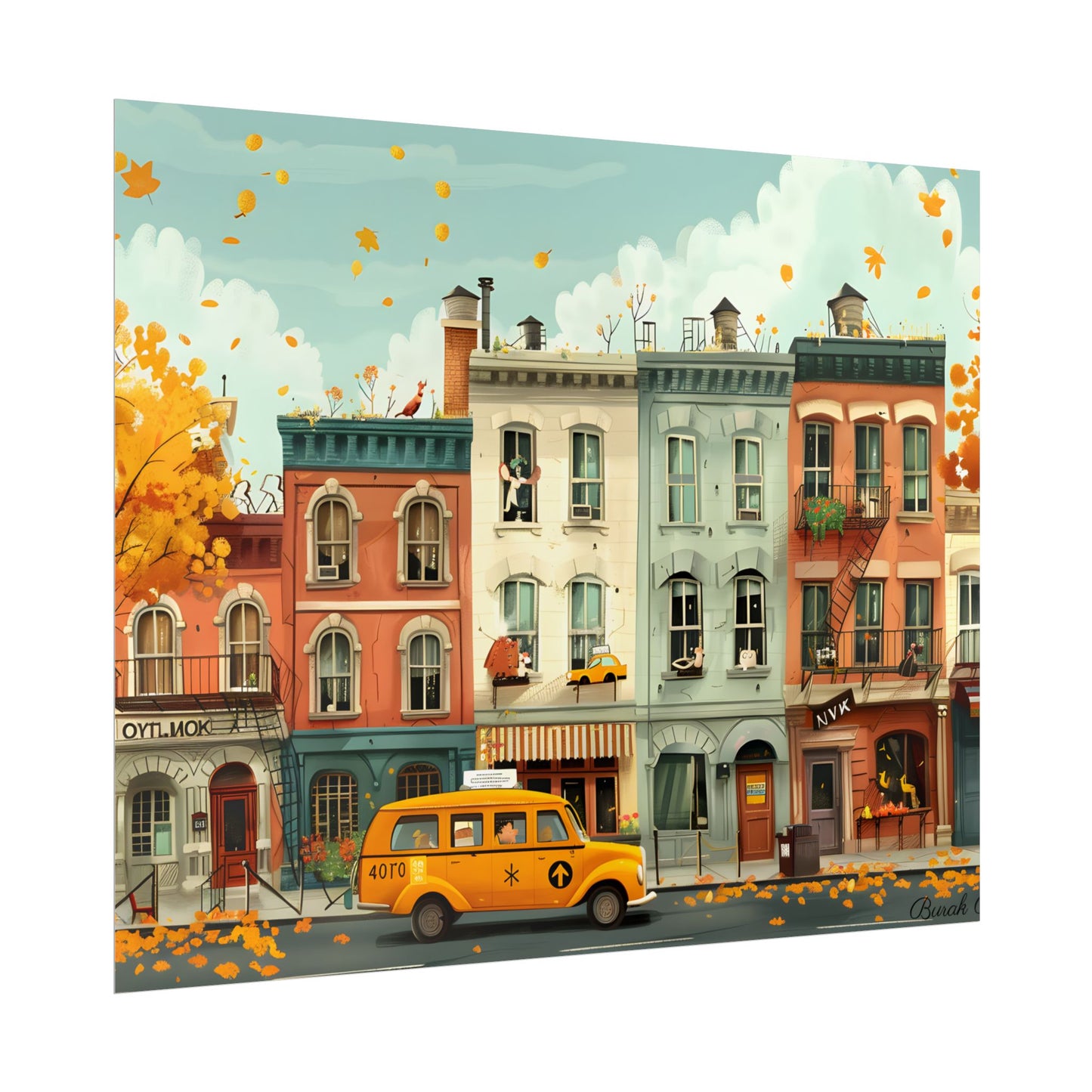 Whimsical Yellow Dream: A Captivating Illustration - Poster
