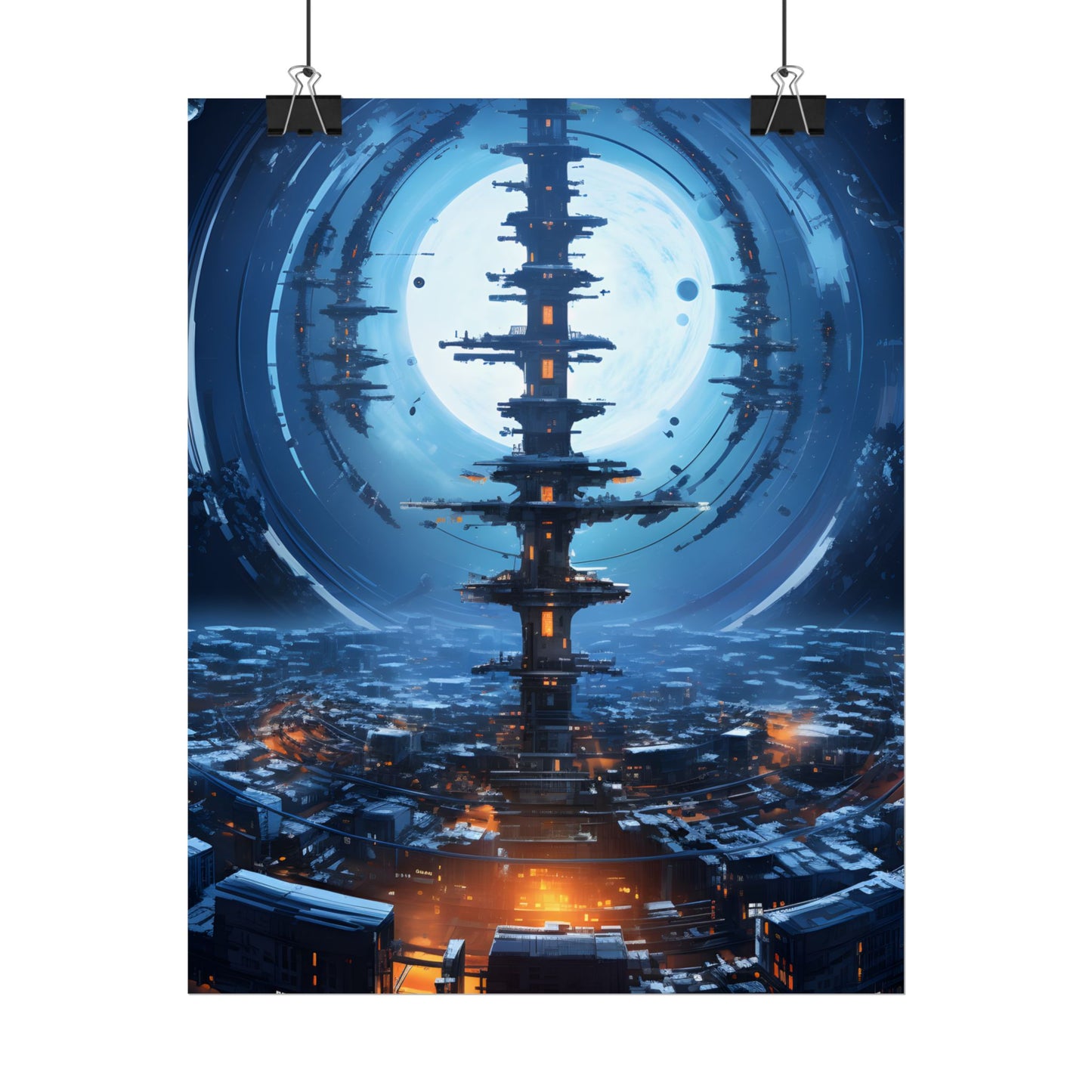 Aetherial Space Station: Low Earth Orbit Digital Art - Poster