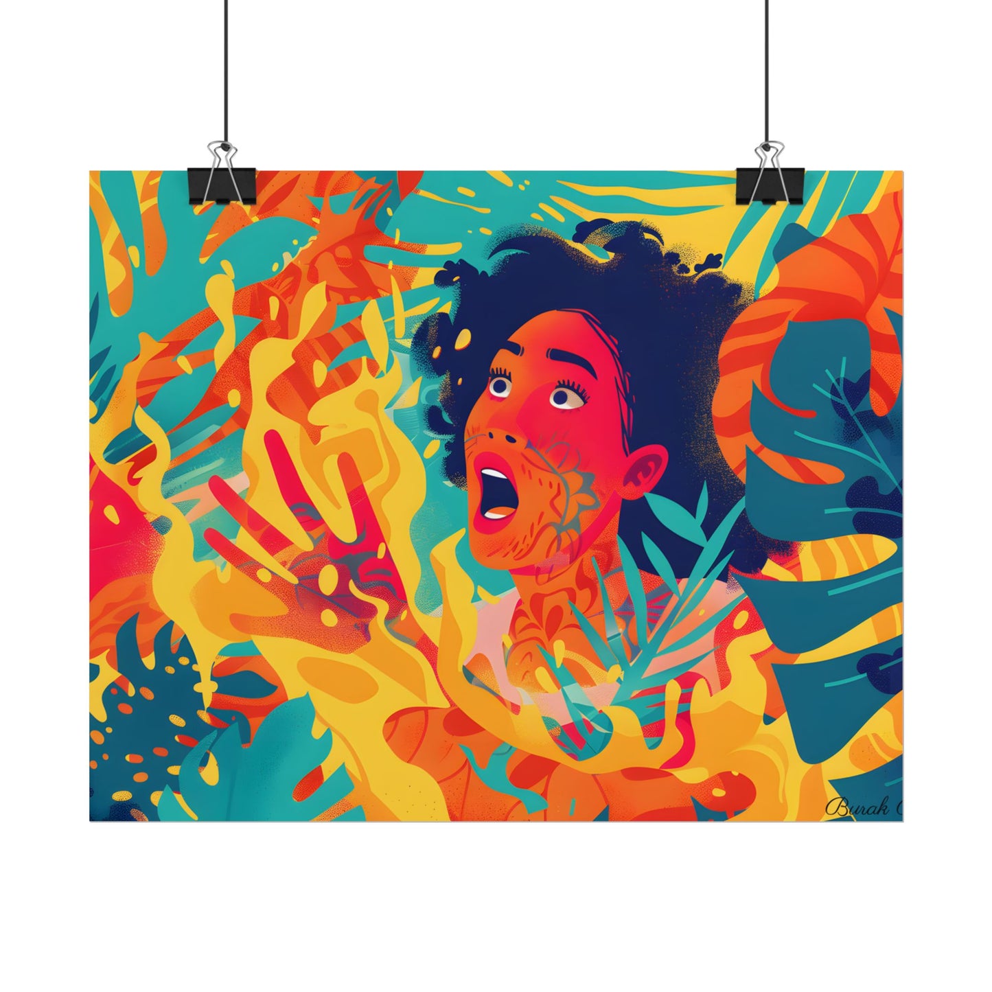Whimsical Plant Illustration: Digital Cartoon Art - Poster