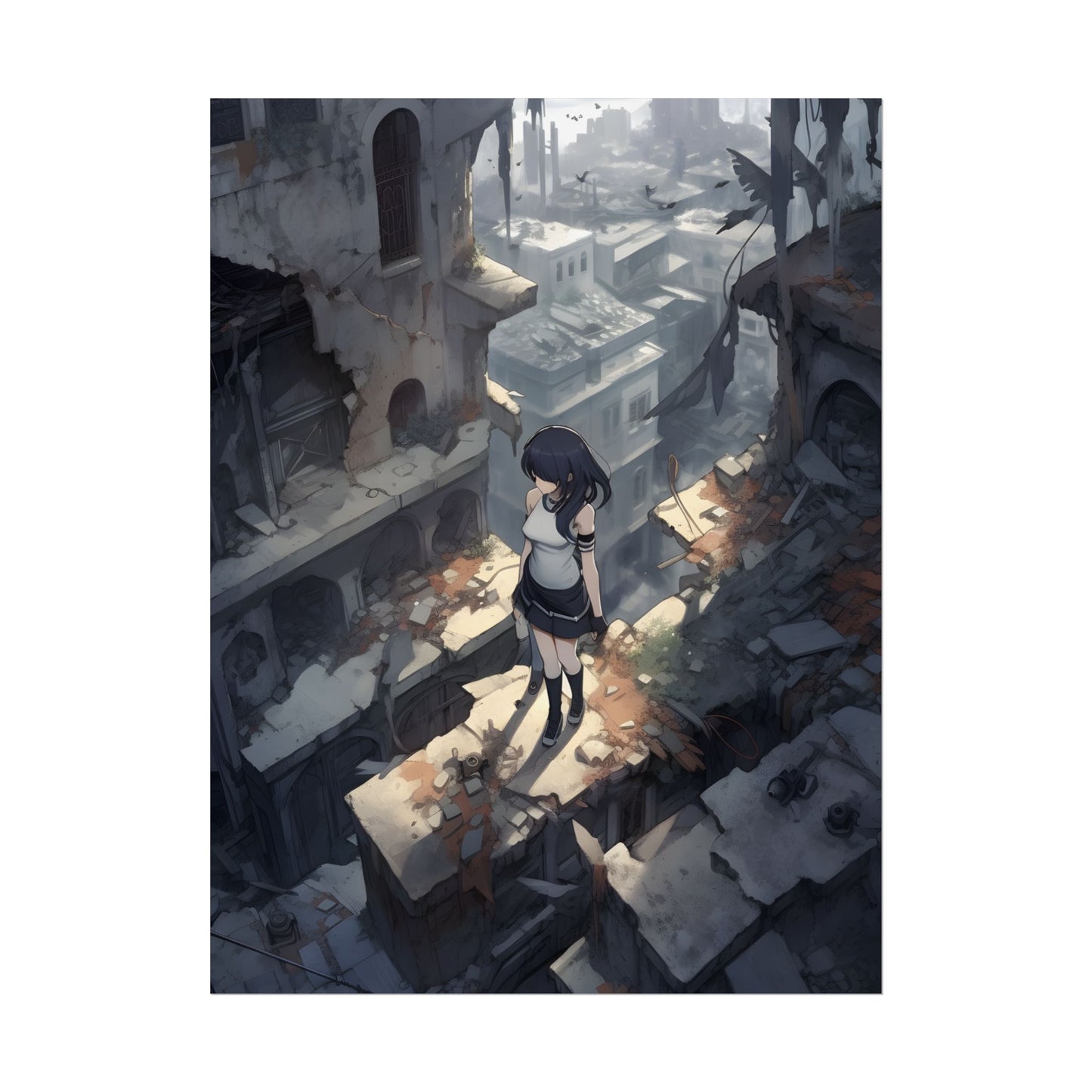 Anime Bird in Flight: Delicate Details in Mid-Air - Poster