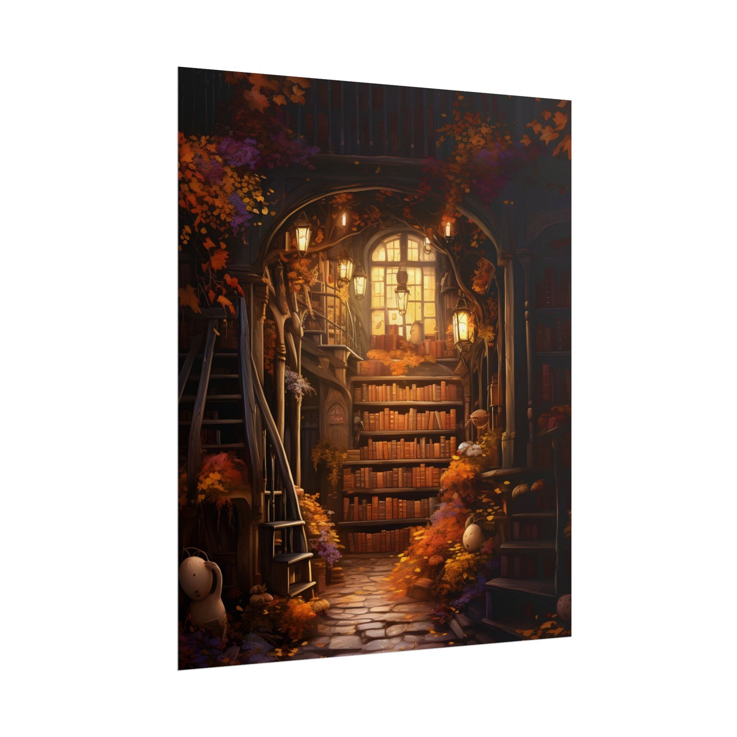 Whimsical Magical Bookshop: Enchanting Artwork in a Hidden Corner - Poster